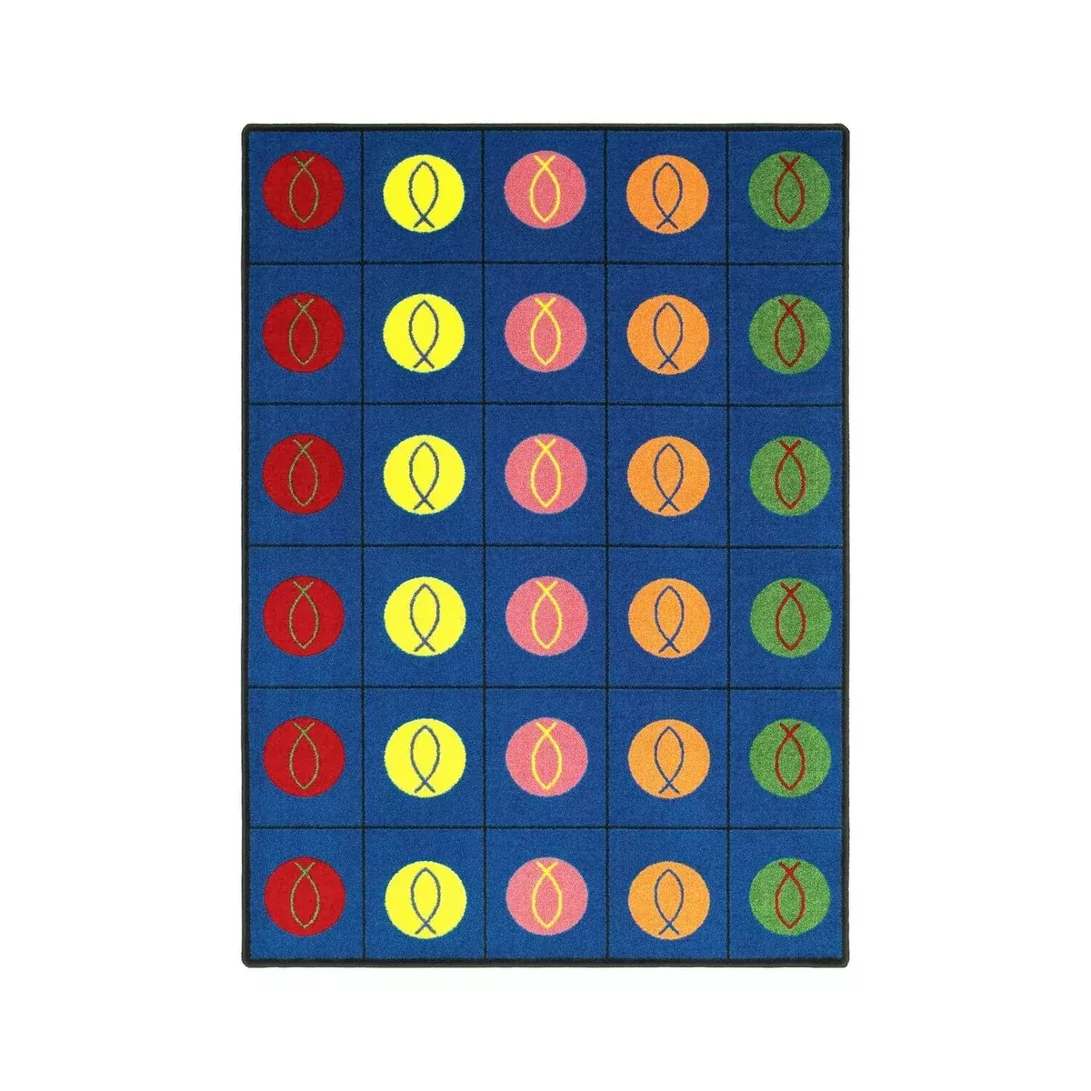 Joy Carpets Kid Essentials Inspirational Circles and Symbols Area Rug, Multicolored, 7'8" x 10'9"