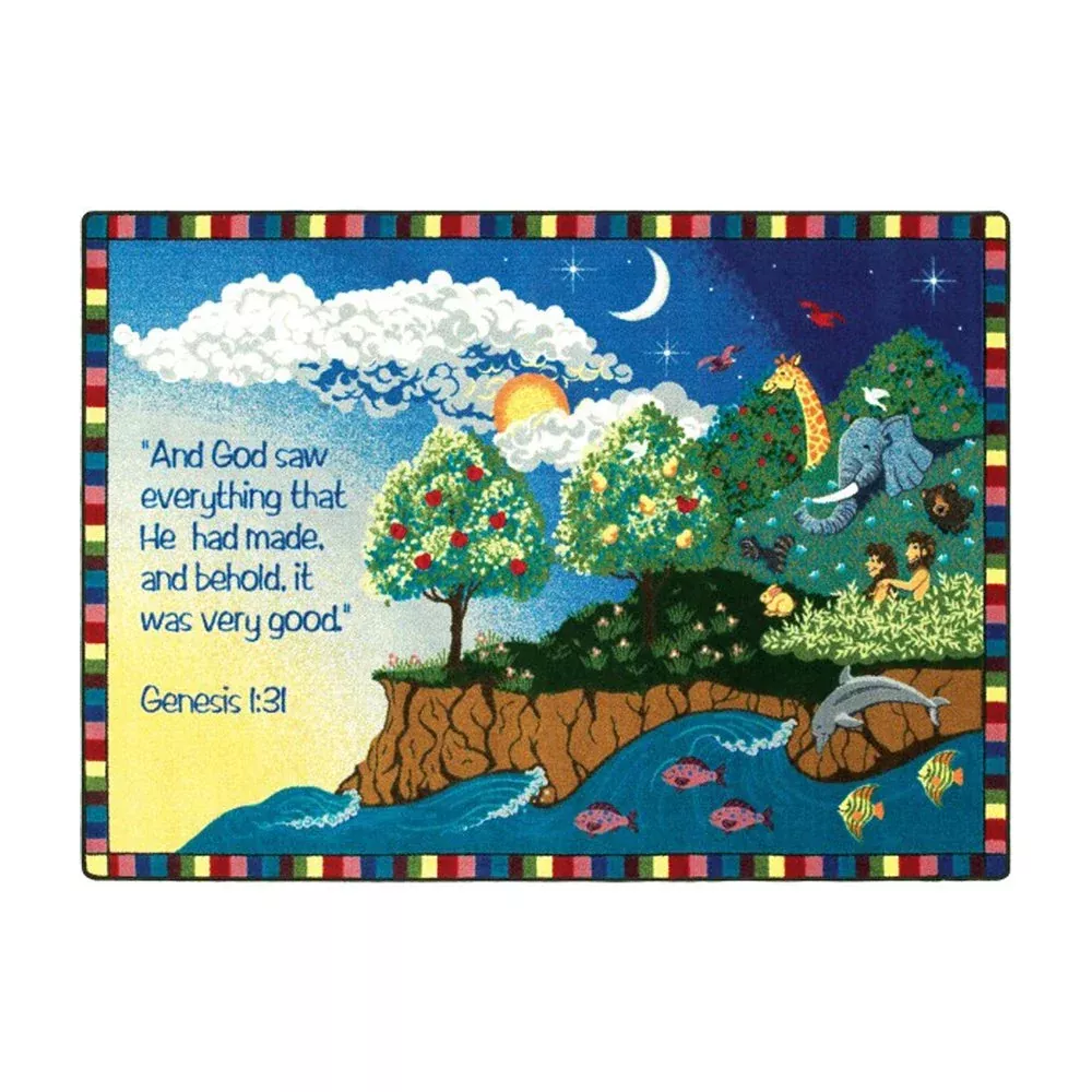 Joy Carpets Kid Essentials Inspirational Creation Area Rug, Multicolored, 3'10" x 5'4"