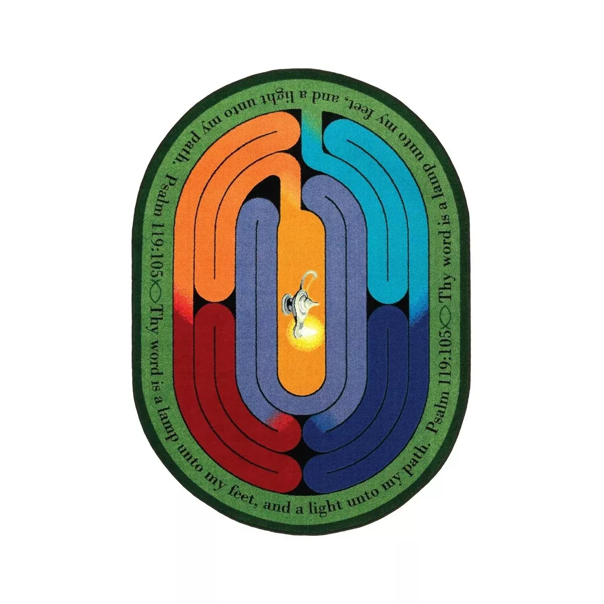 Joy Carpets Kid Essentials Inspirational Pathway of Light Area Rug, Multicolored, 5'4" x 7'8" Oval