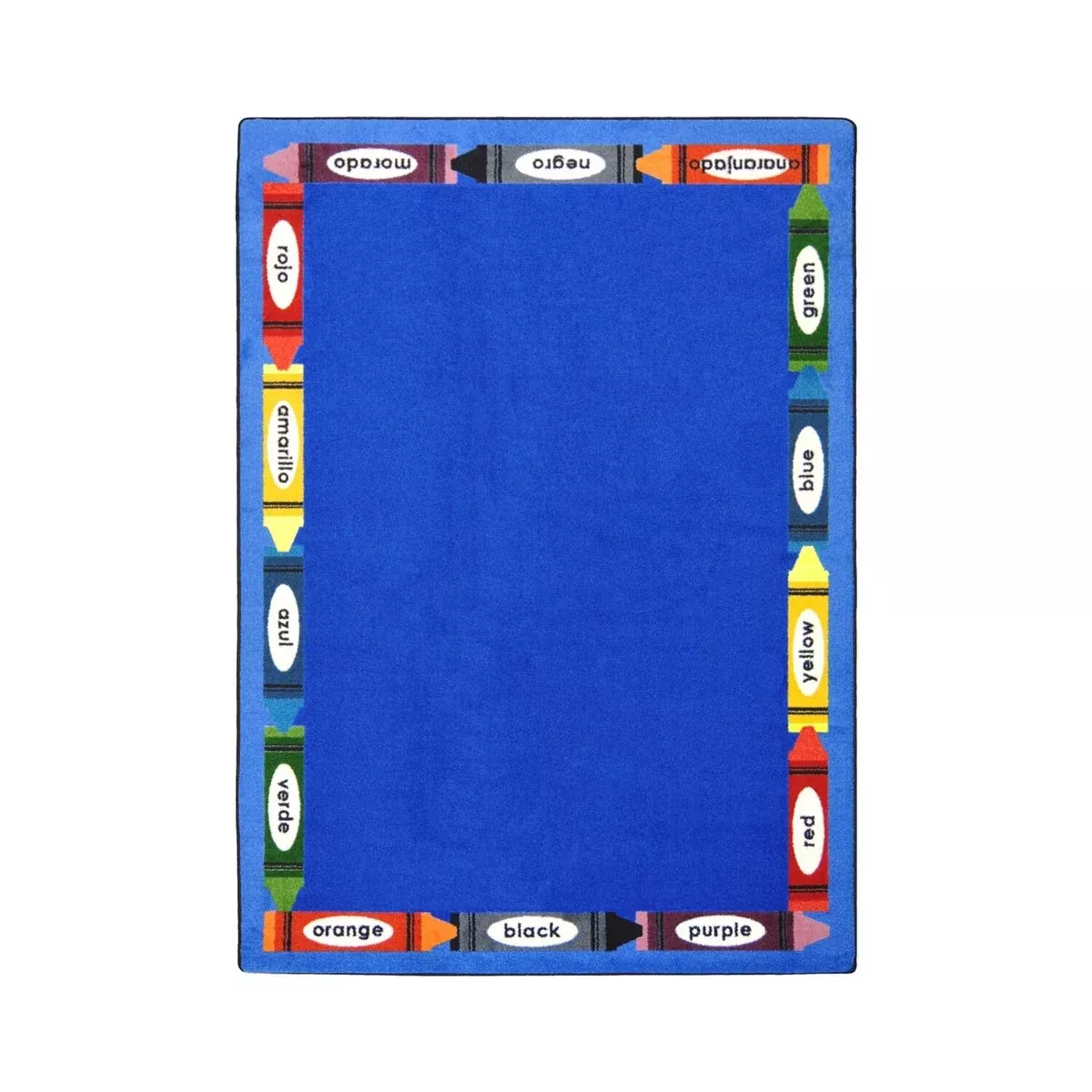 Joy Carpets Kid Essentials Language & Literacy Bilingual Colors Rug, Multicolored, 5'4" x 7'8"