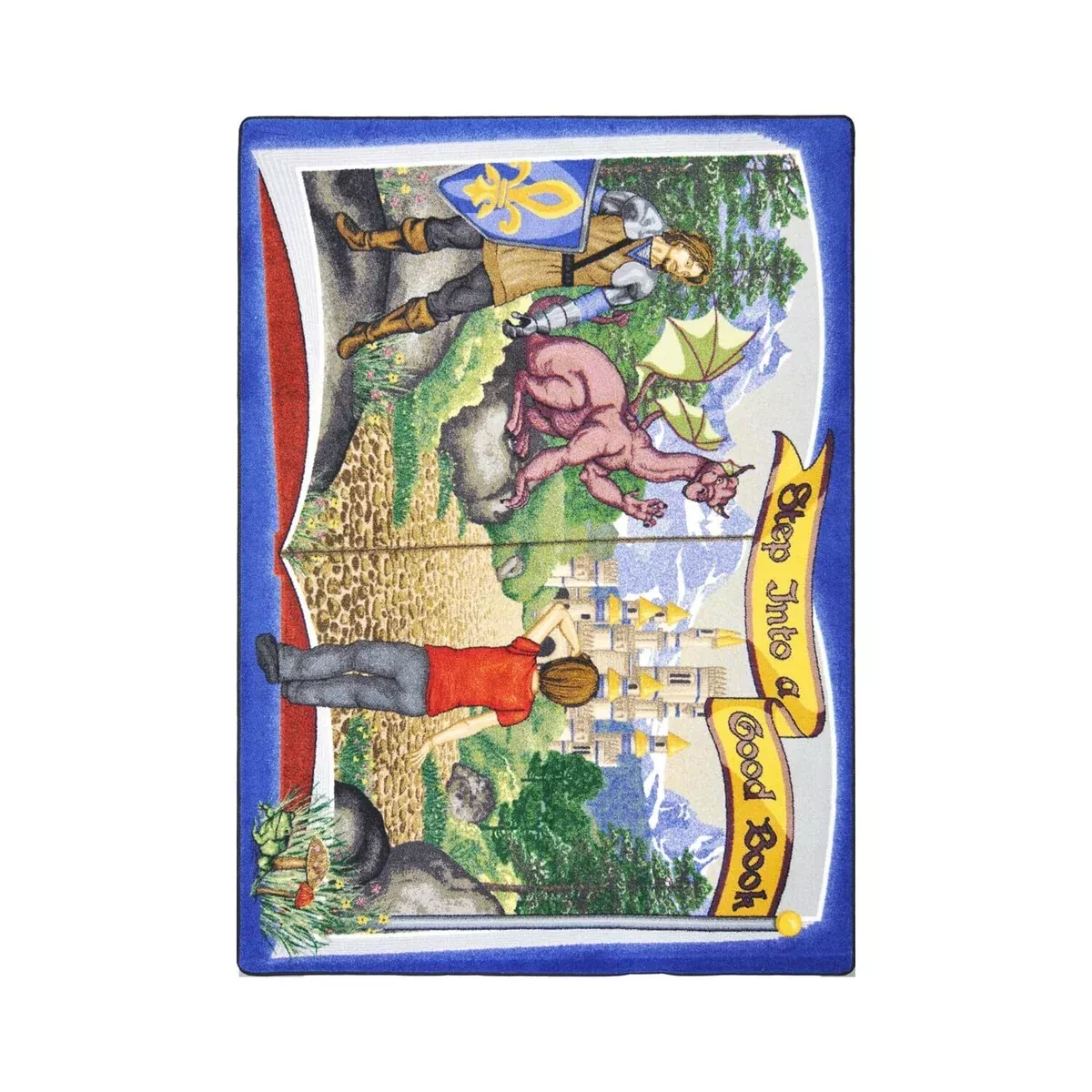 Joy Carpets Kid Essentials Language & Literacy Step Into A Good Book Rug, Multicolored, 5'4" x 7'8"