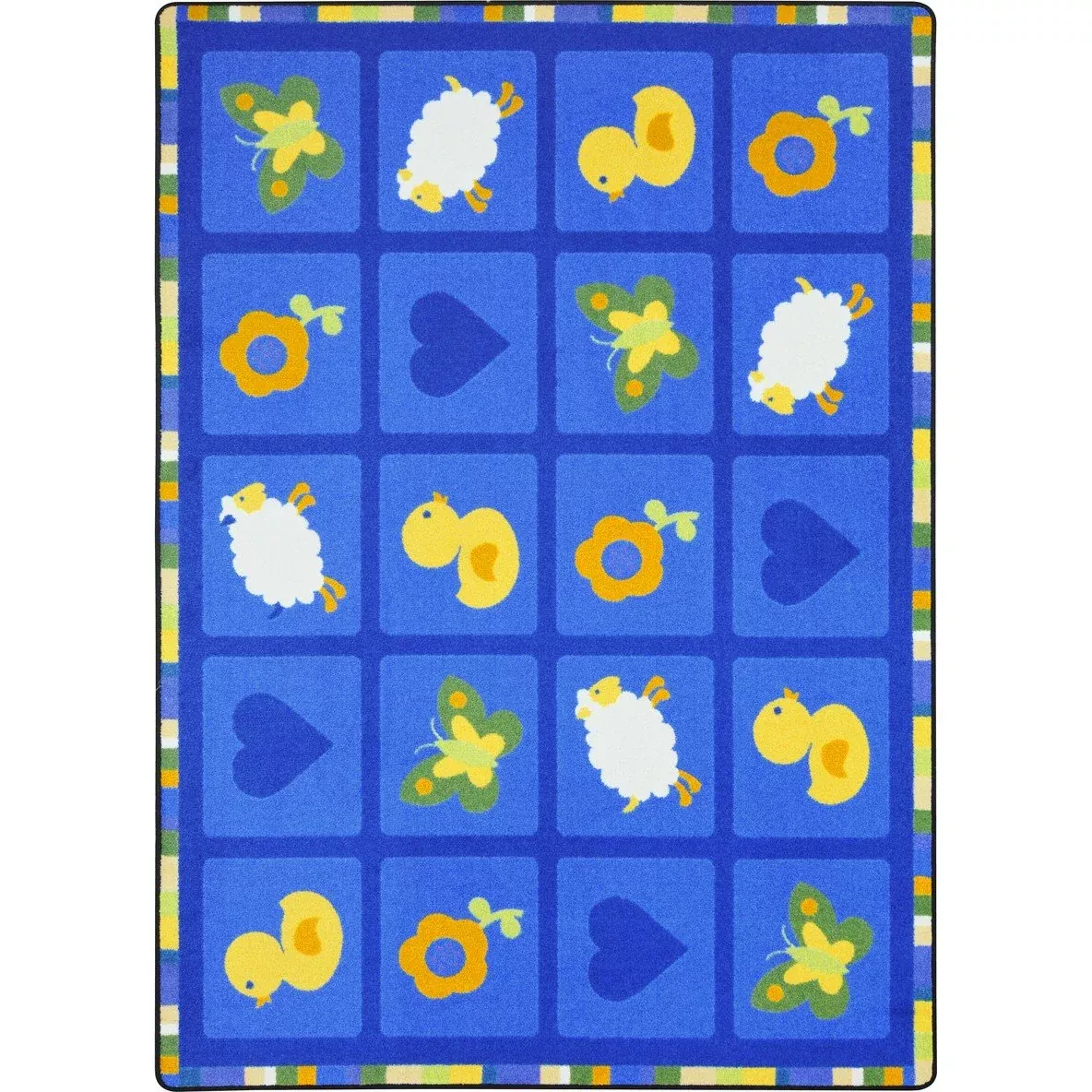 Joy Carpets Kid Essentials Spring Things Childrens Rugs, Blue, 7'8" x 10'9"