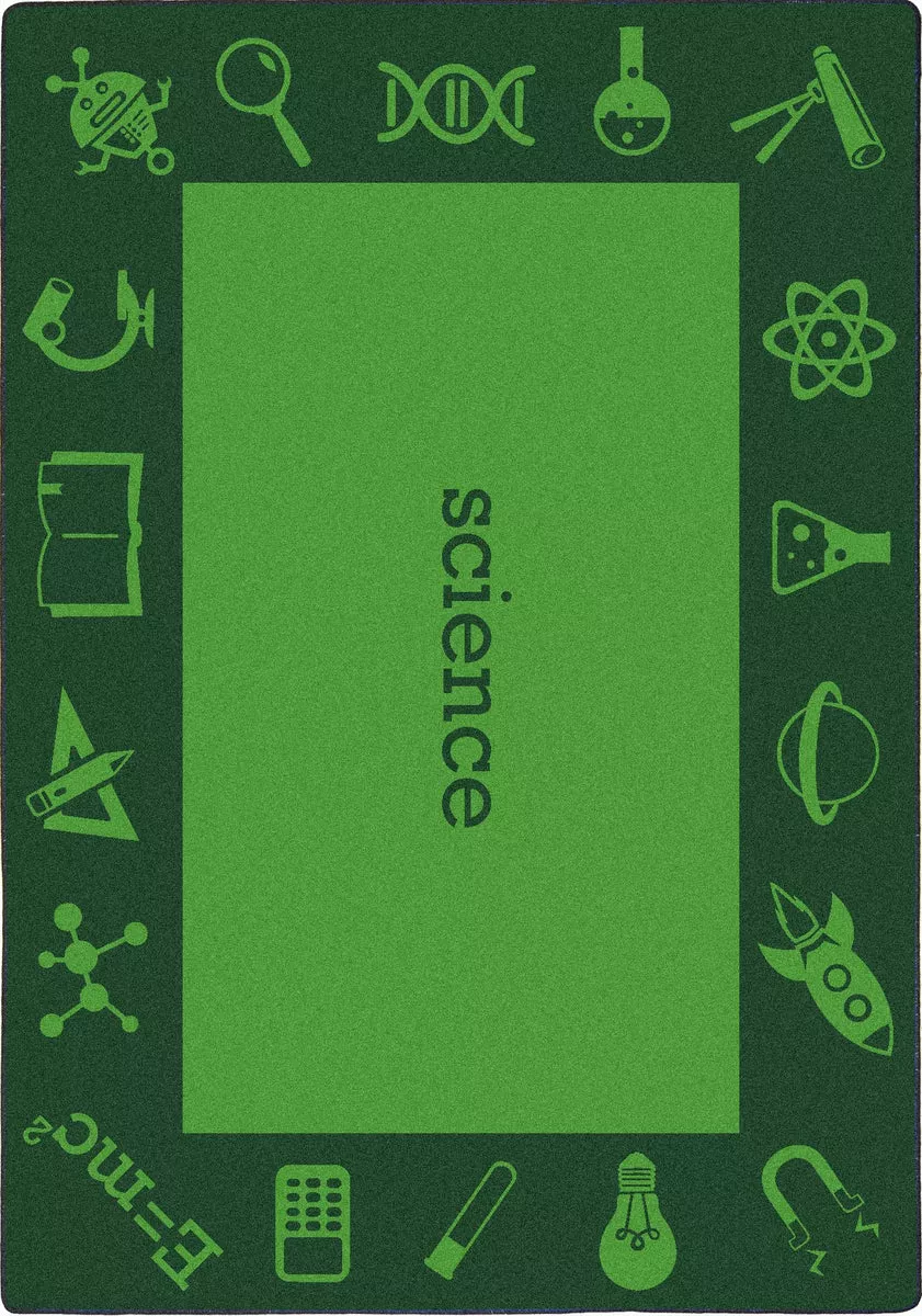 Joy Carpets Kid Essentials STEAM Science Classroom Seating Rug, Green, 5'4" x 7'8"