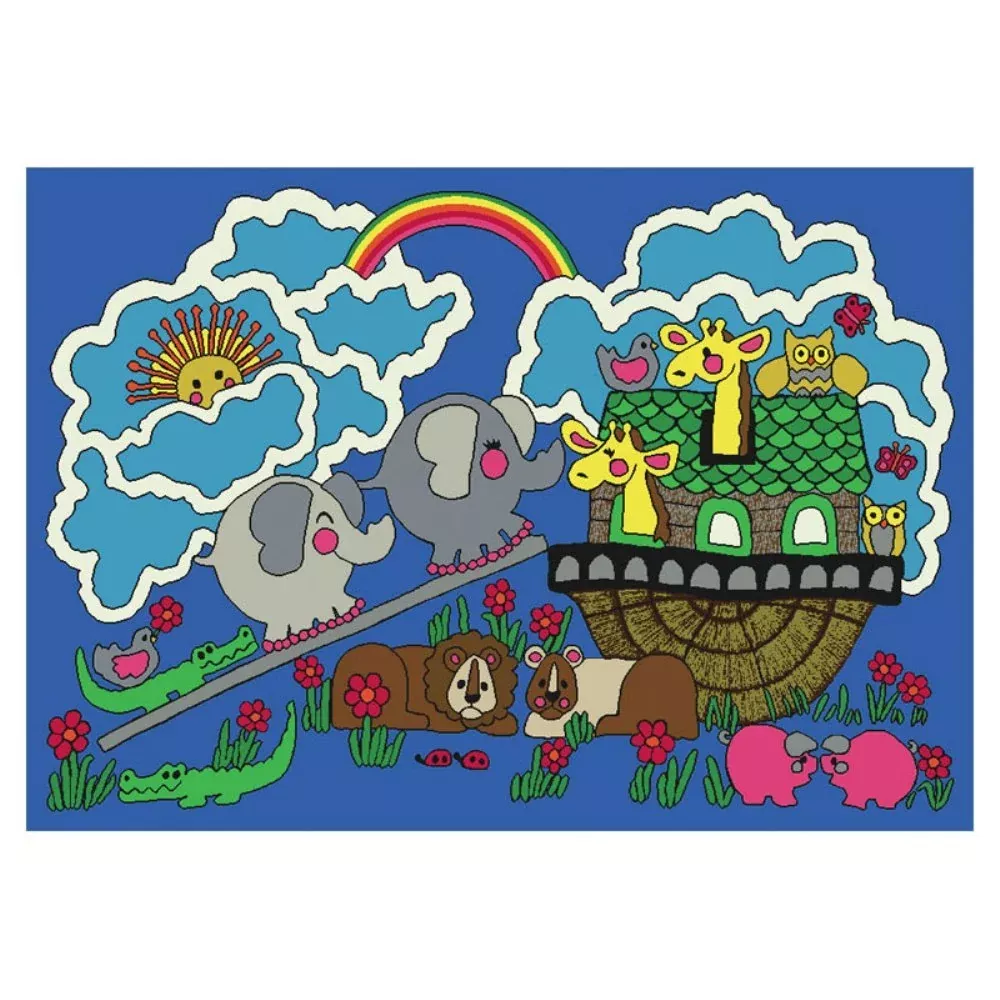 Joy Carpets Noah's Ark Area Rug, 5'4" x 7'8", Multicolored