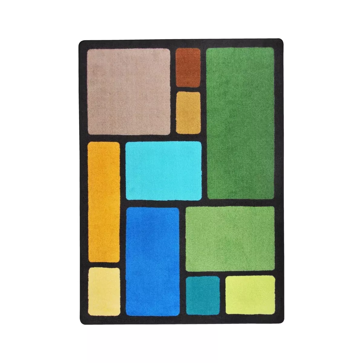 Joy Carpets Our Block Rug, Earthtone, 5'4" x 7'8"