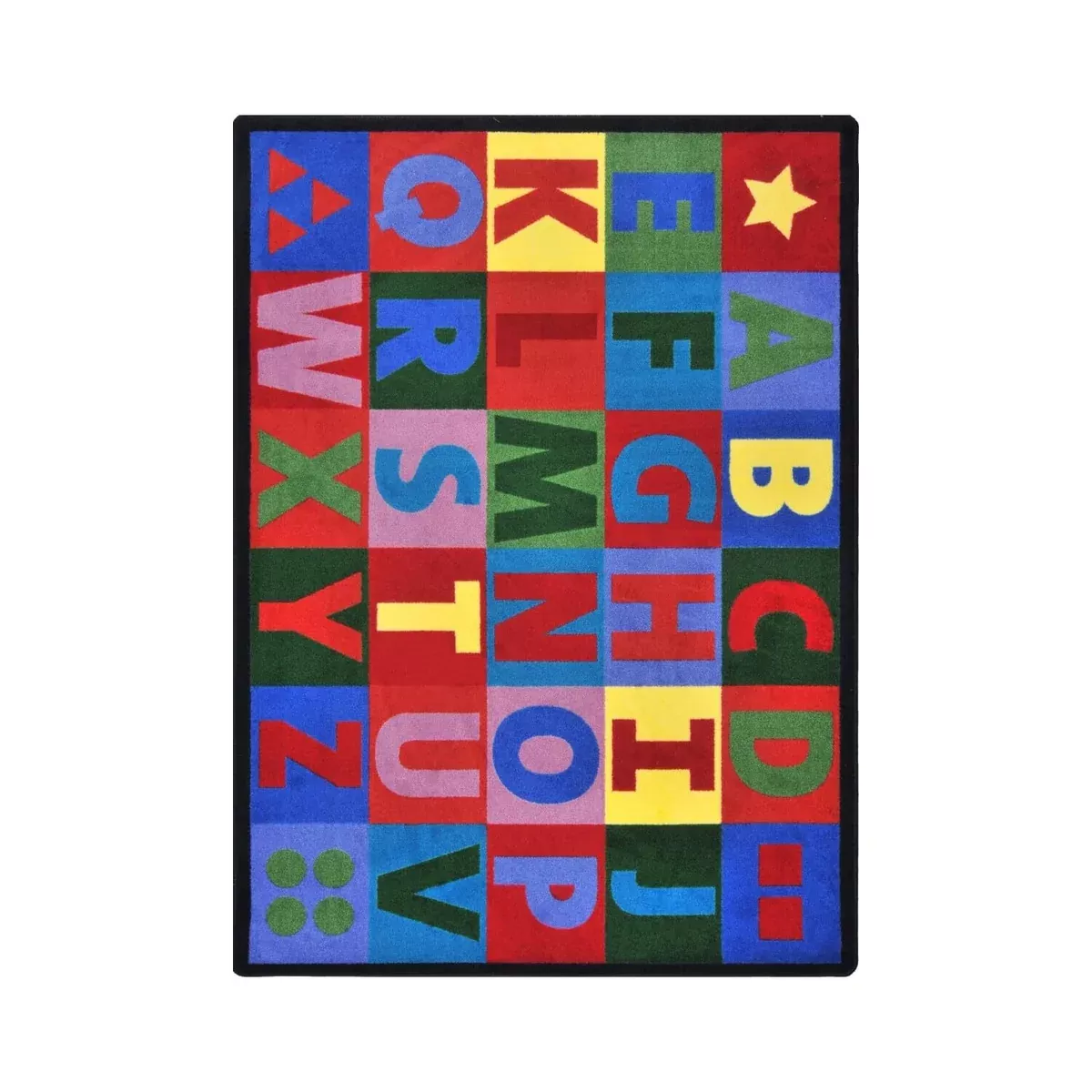 Joy Carpets Oversize Alphabet Rug, Multi, 5'4" x 7'8"