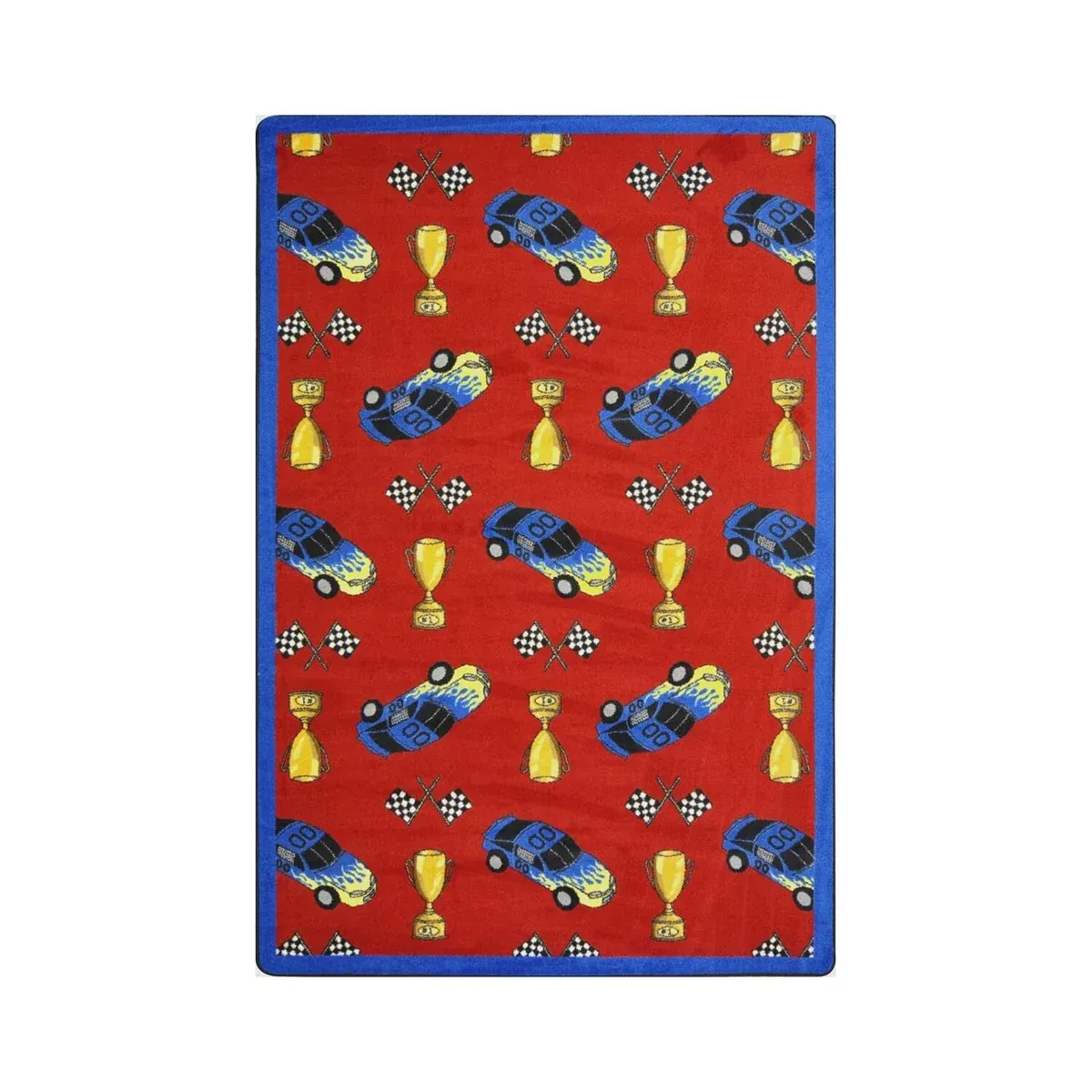 Joy Carpets Playful Patterns Start Your Engines Area Rug, Red