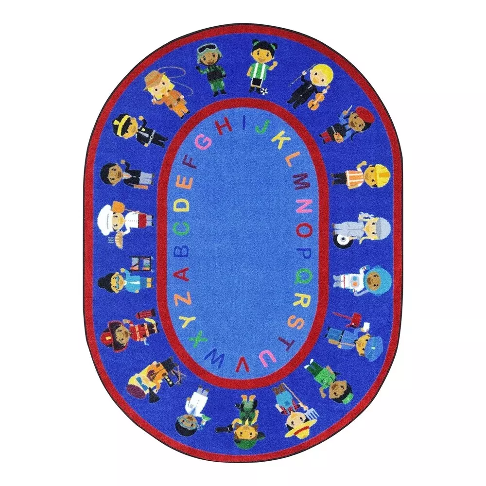 Joy Carpets We Work Together Childrens Rugs C Multicolor, 5'4" x 7'8"