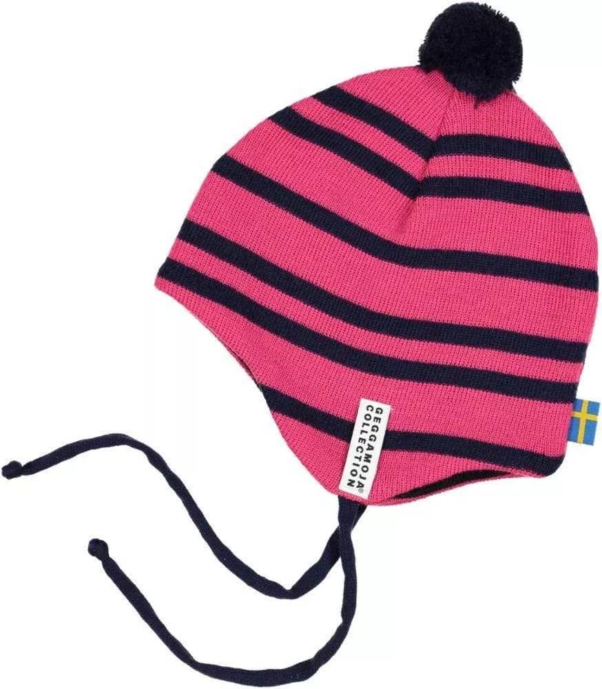 Knit Earflap Hat: Cerise