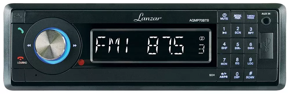 Lanzar AQMP70BTB Mechless Bluetooth Marine Receiver w/ USB & Front Aux Input