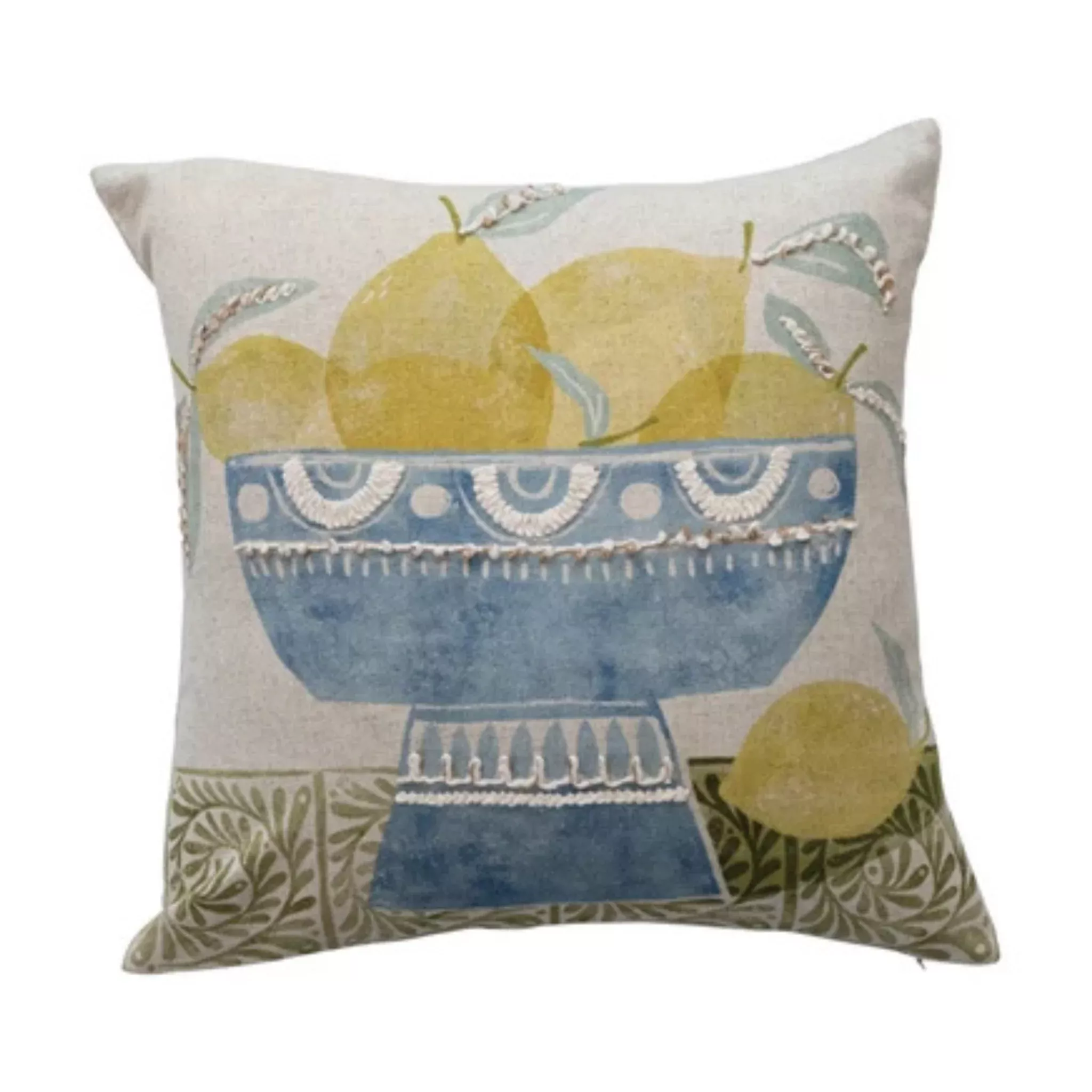 Lemons Fruit Bowl Printed Pillow