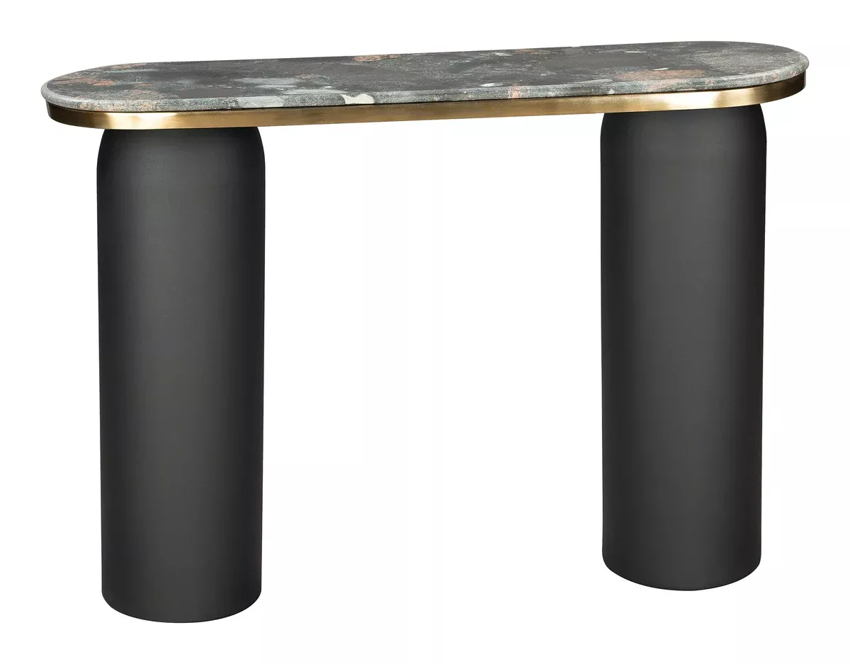 Luxor Console Table Multicolor, Multicolor Console Table, Modern Style, Natural Marble Oval Shape Tabletop, MDF, Indoor Living, 42.1" W x 12.2" D x 30.3" H