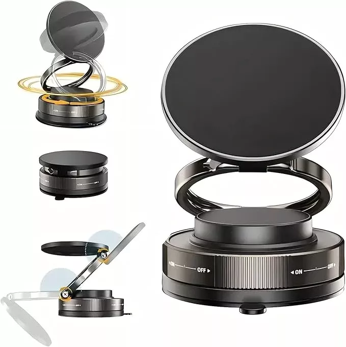 Magnetic Car Phone Holder – Super Strong Vacuum Mount, 360° Foldable