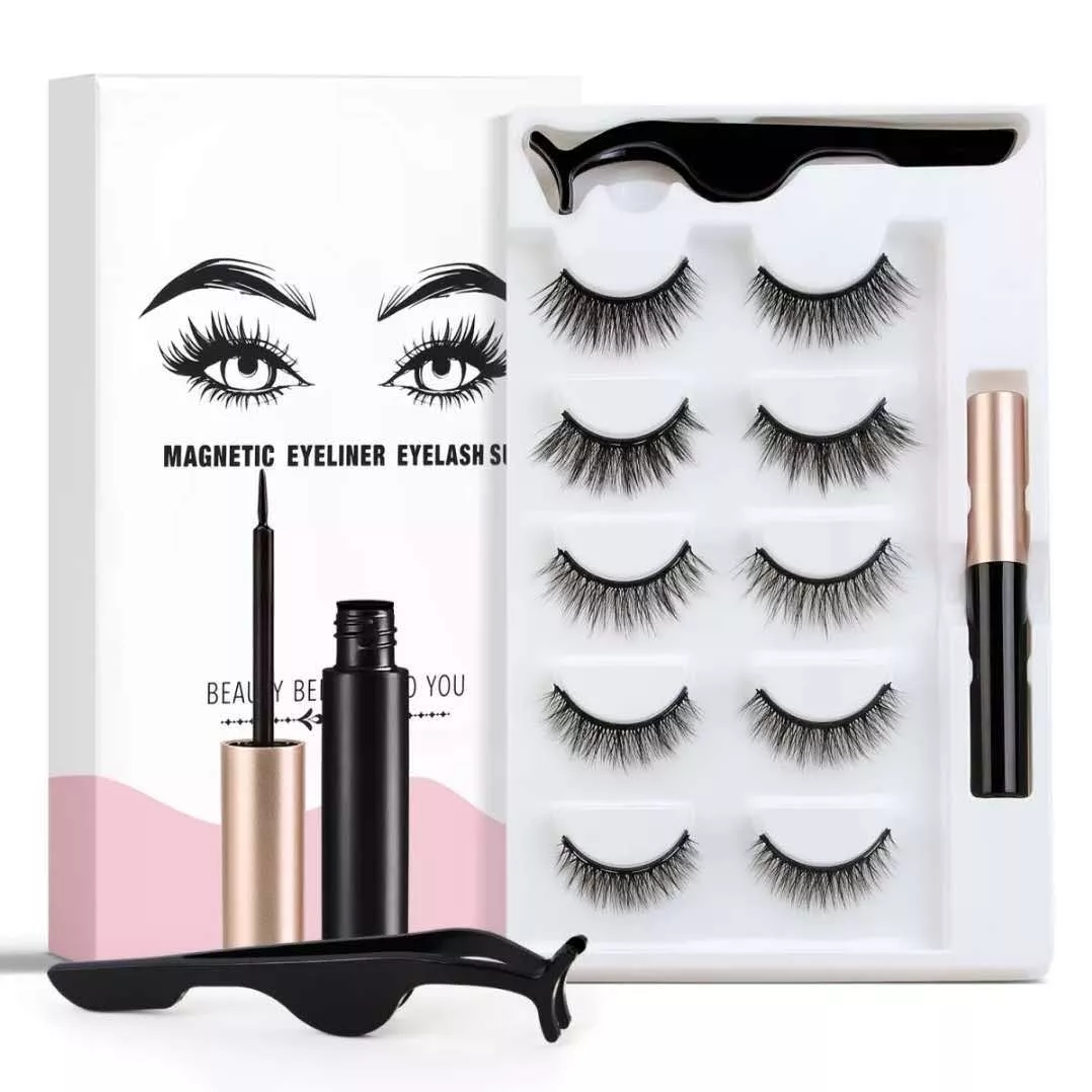 Magnetic Lash Kit with Liquid Liner Five Glueless Eyelash Pairs