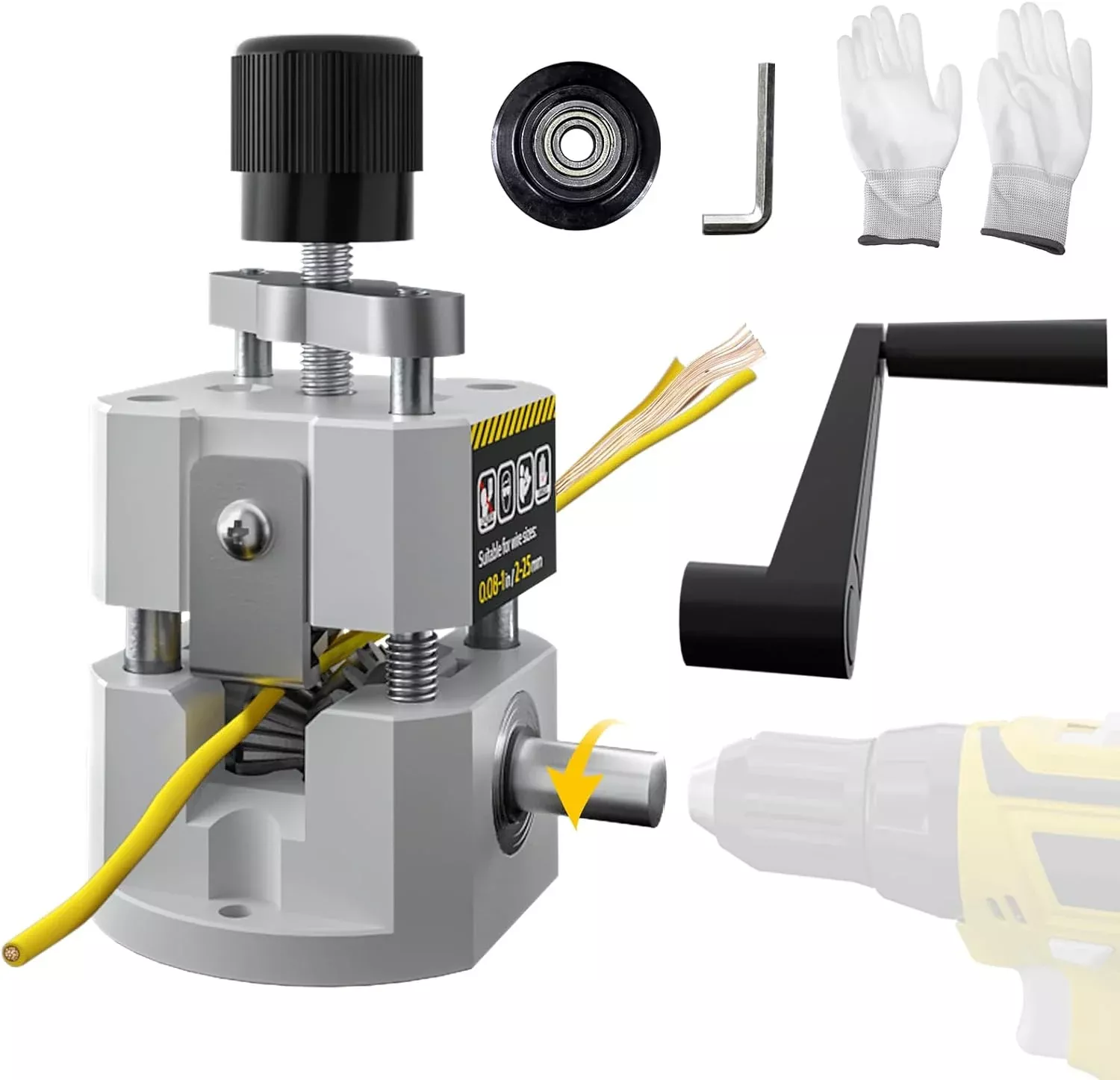 Manual Wire Stripper Machine, 0.08''-1'' Portable with Hand Crank