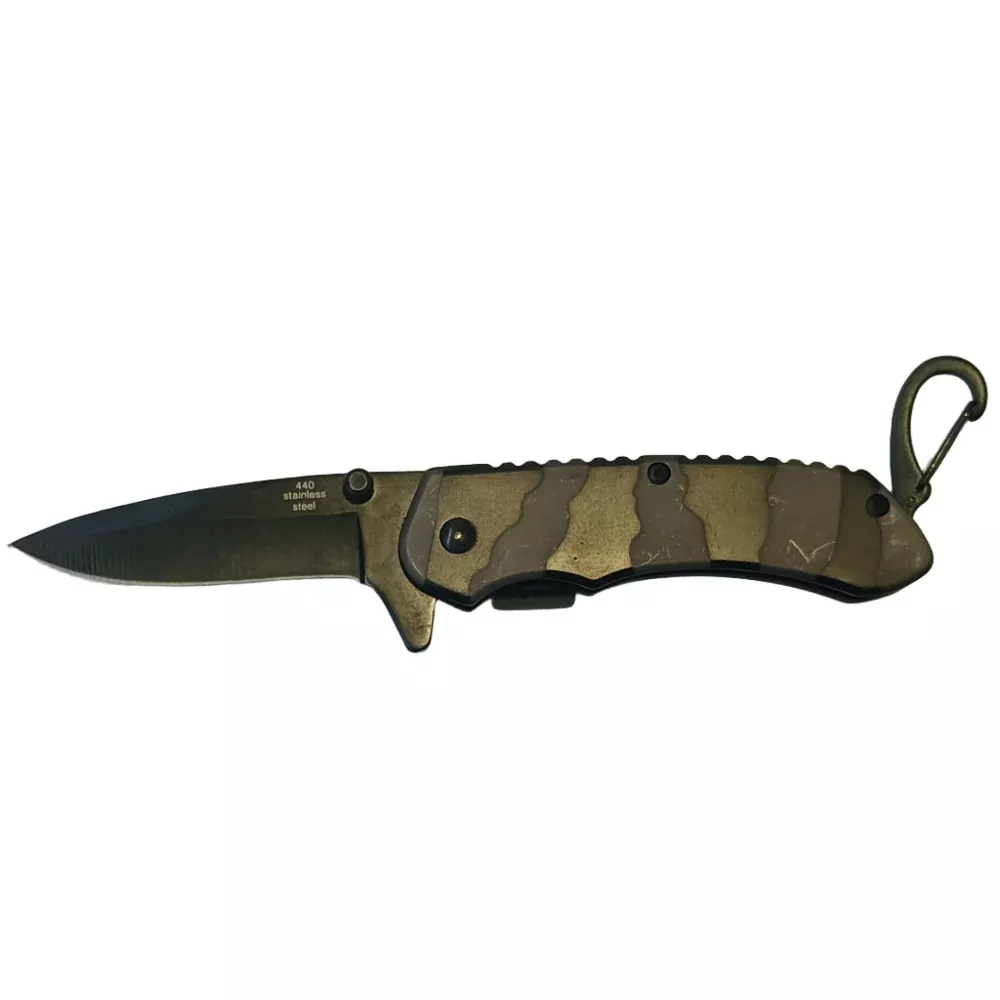 Marlin Black Camo Stainless Steel Folding Knife - 2.5"
