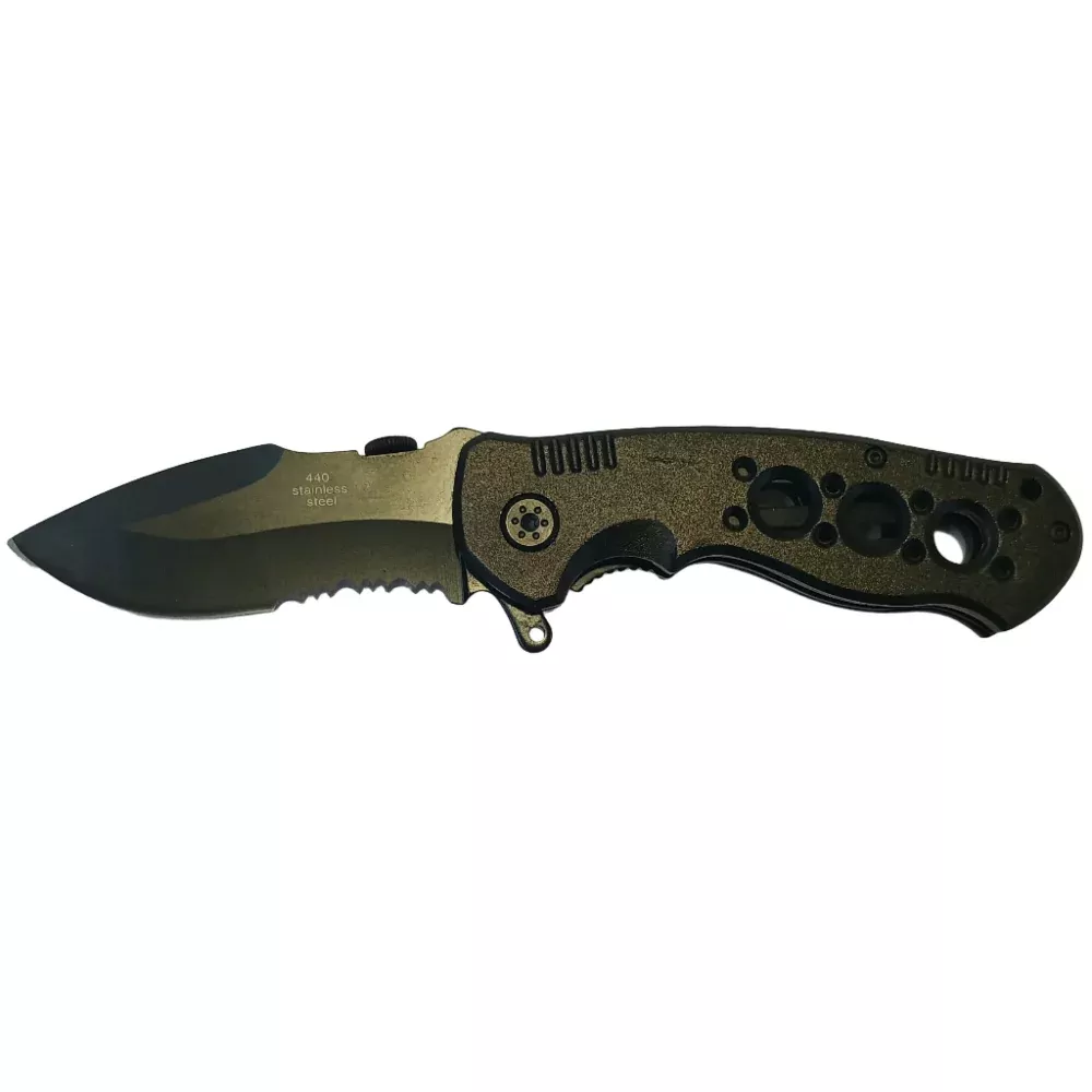 Marlin Black Serrated Stainless Steel Folding Knife - 3"