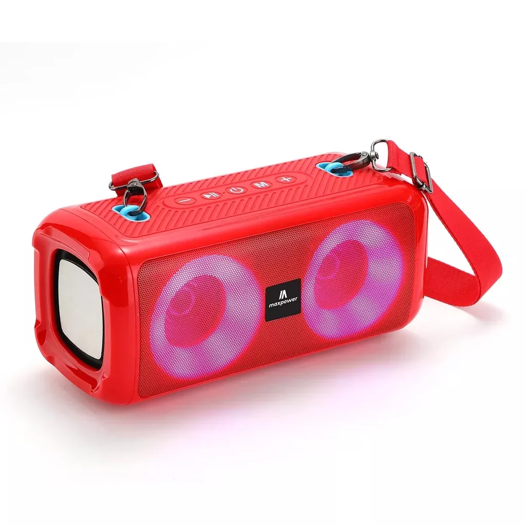 Maxpower Water Resistant Portable Bluetooth Speaker With Dancing Led Lights Fm Radio (black)