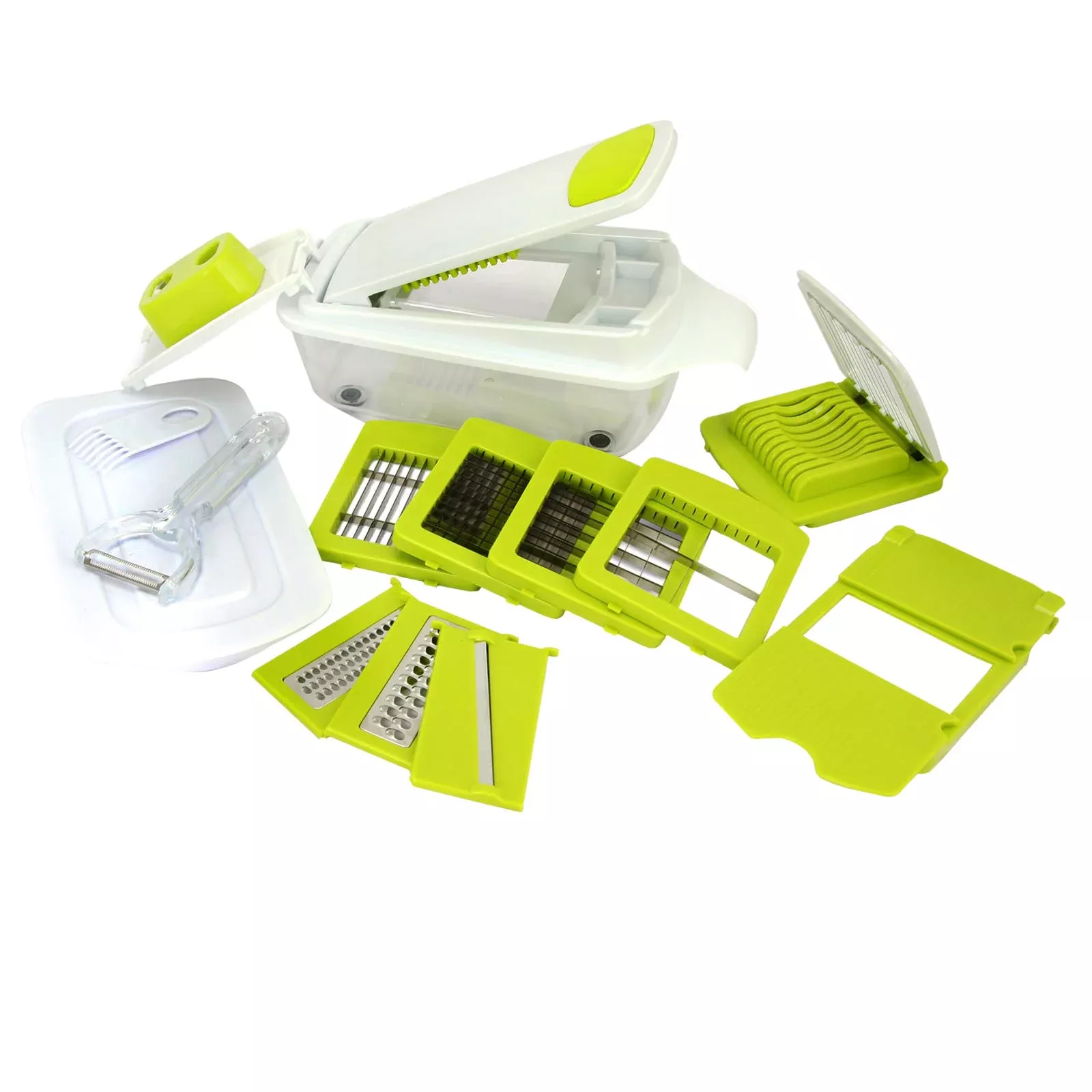 Megachef MegaChef 8-in-1 Multi-Use Slicer Dicer and Chopper with Interchangeable Blades, Vegetable and Fruit Peeler and Soft Slicer
