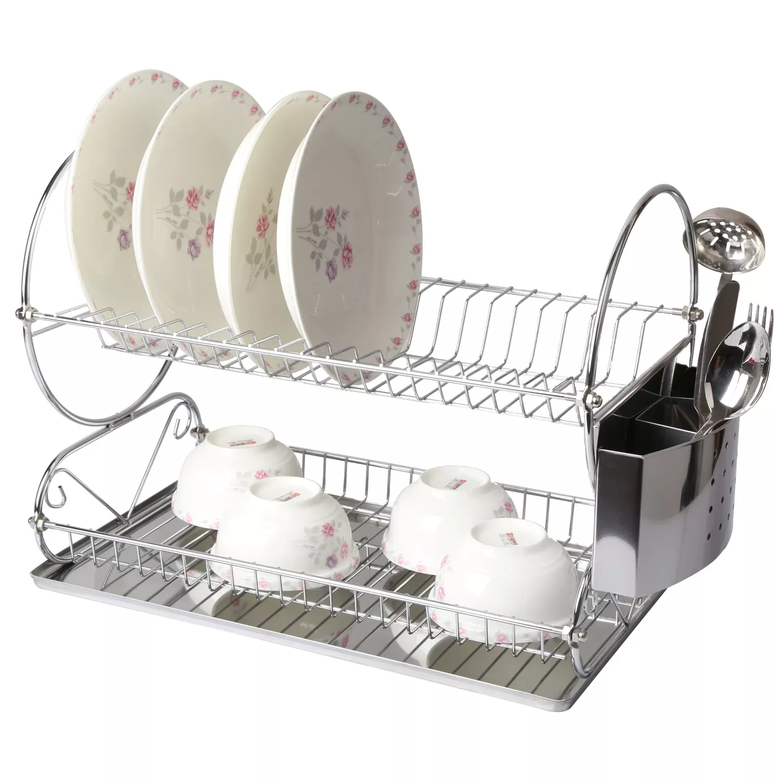 Megachef MegaChef Chrome Plated 17.5 Inch Two Shelf Dish Rack