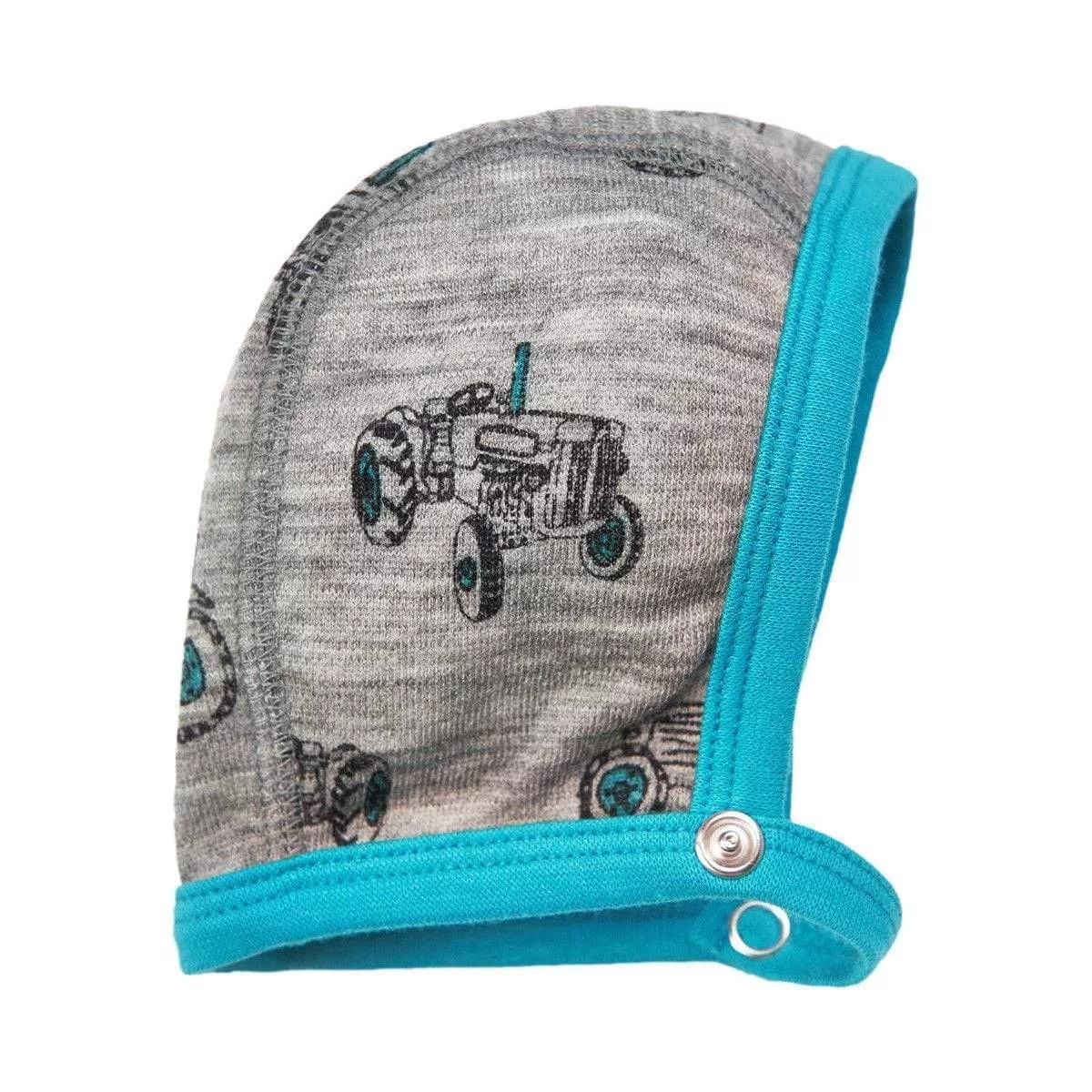 Merino Wool/Bamboo Blend Pilot Cap: Blue Tractors