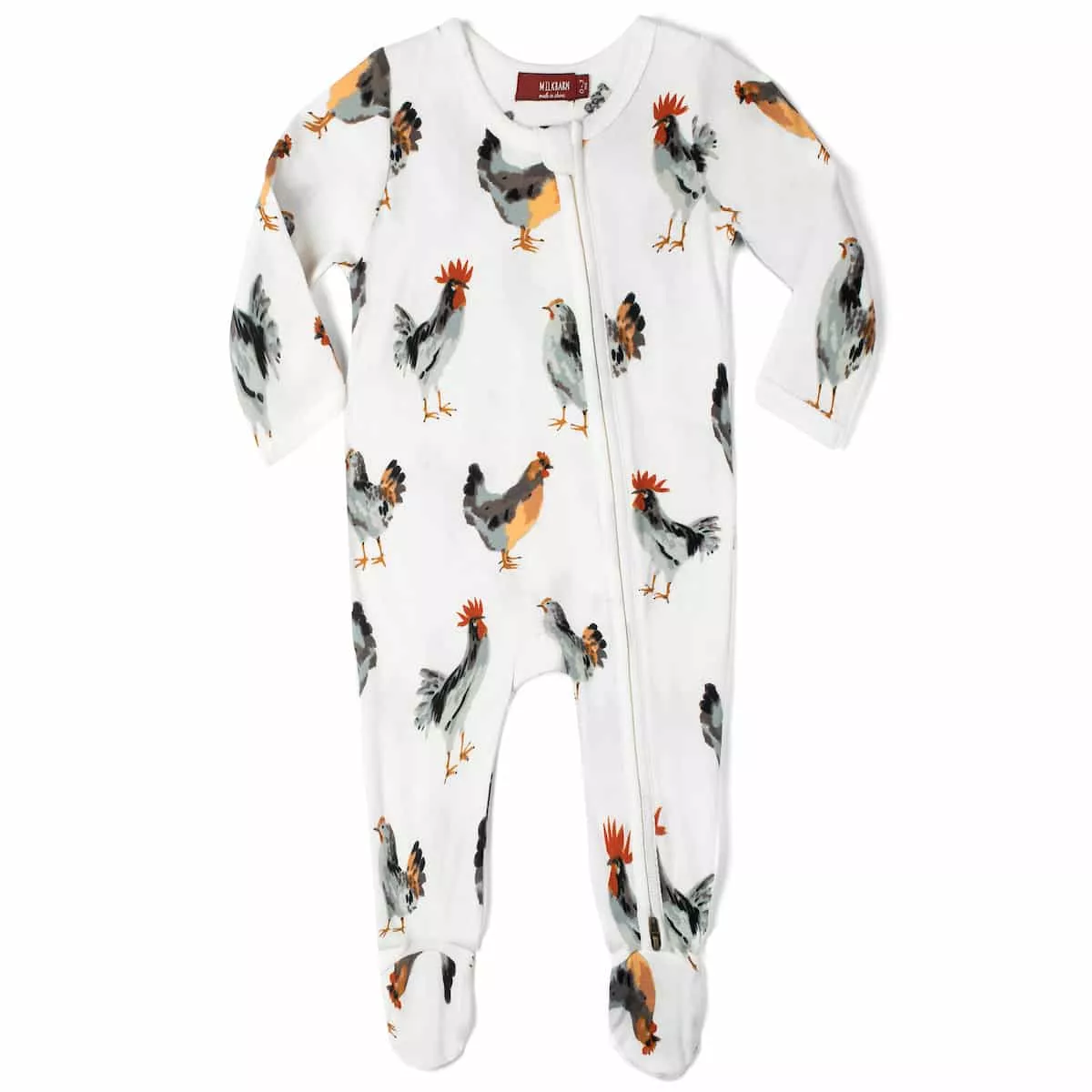 Milkbarn Chicken Zip Footed Romper