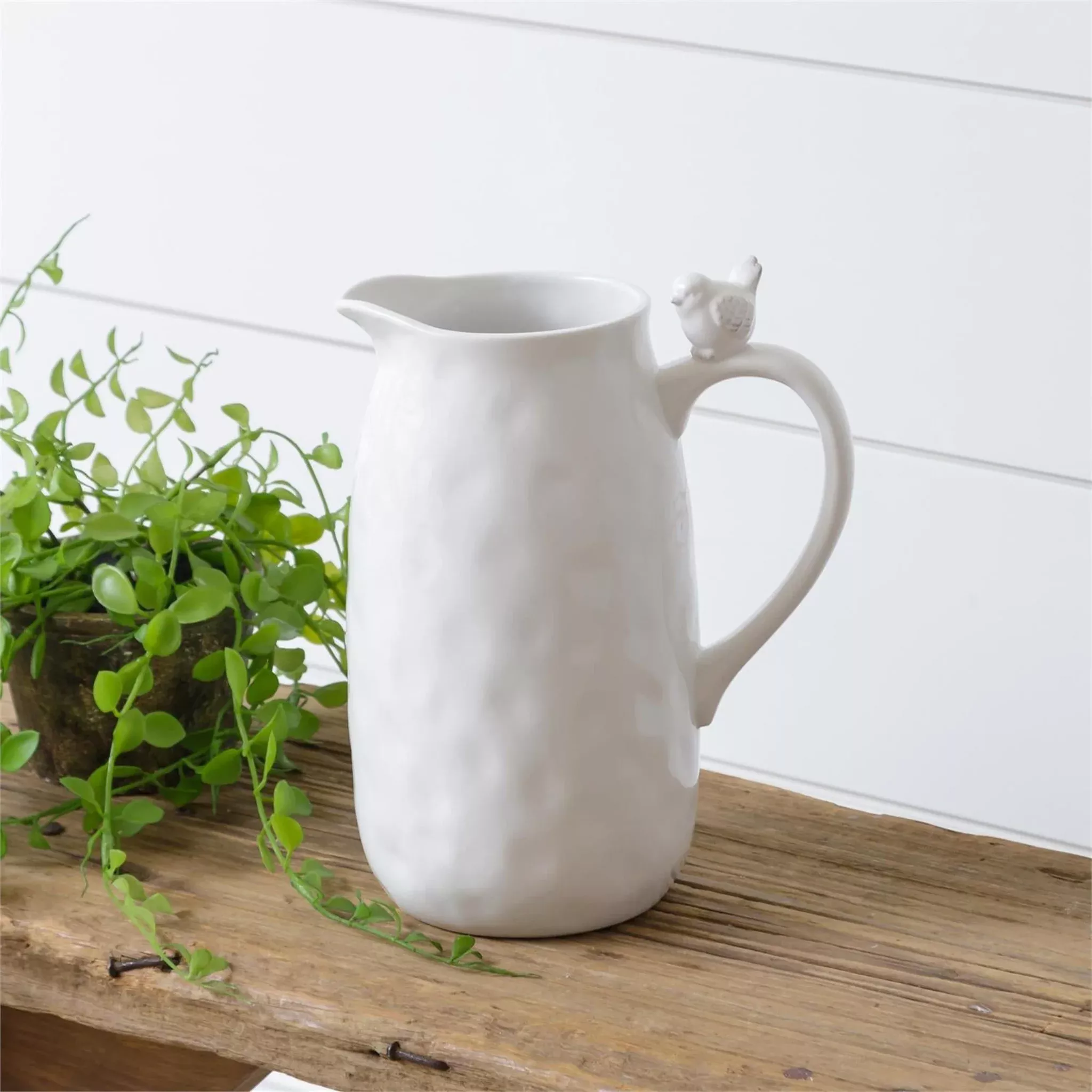 Minimalistic White Bird Pitcher