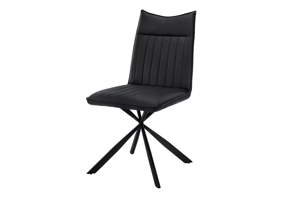 Monarch Specialties 1215, Set of 2, Side, Upholstered, Kitchen, Room, Pu, Contemporary, Modern Dining Chair, 18.5" L x 23.50" W x 36.25" H, Black Leather-Look/Black Metal