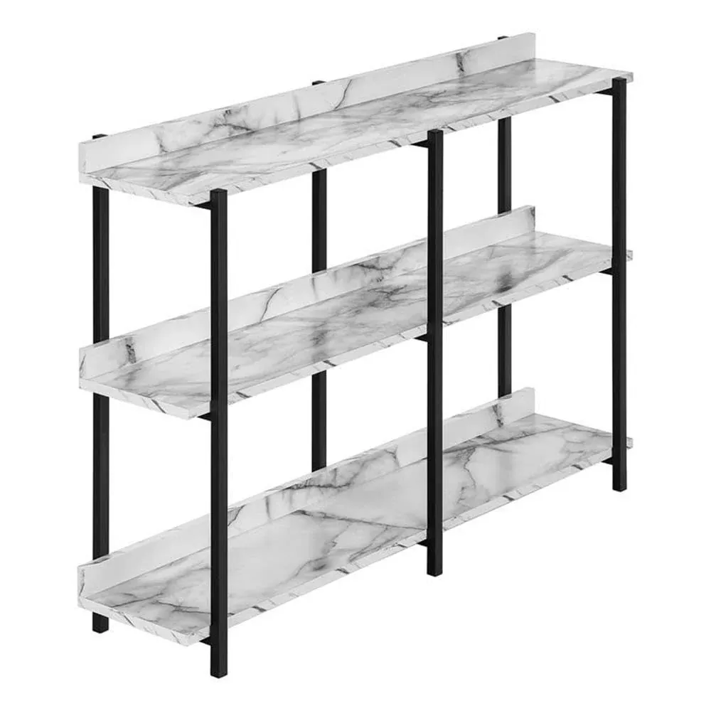 Monarch Specialties 2221 Accent Table, Console, Entryway, Narrow, Sofa, Living Room, Bedroom, Metal, Laminate, Contemporary, Modern Table-48, 47.25" L x 12" W x 34" H, White Marble-Look/Black