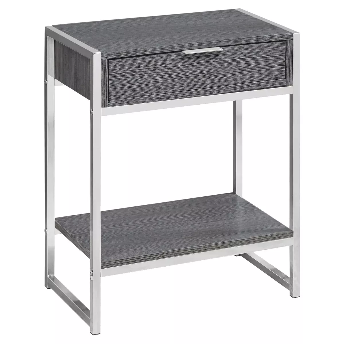 Monarch Specialties 24" H Accent End Table with Storage Drawer - Grey