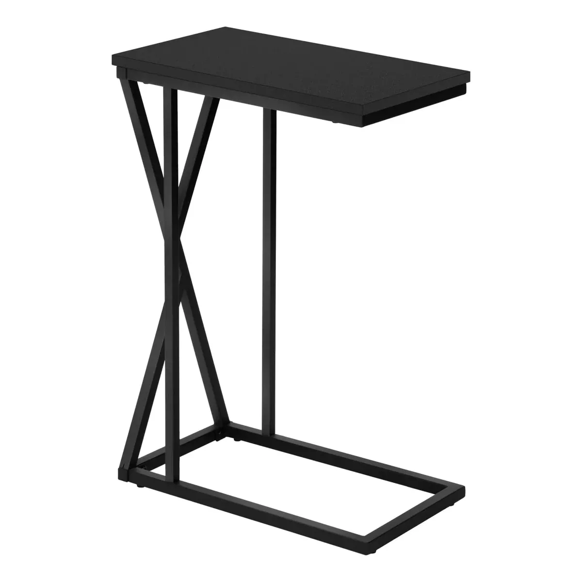 Monarch Specialties 3247 Accent Table, C-shaped, End, Side, Snack, Living Room, Bedroom, Metal, Laminate, Black, Contemporary, Modern Table-25, 10.25" L x 18.5" W x 25.25" H