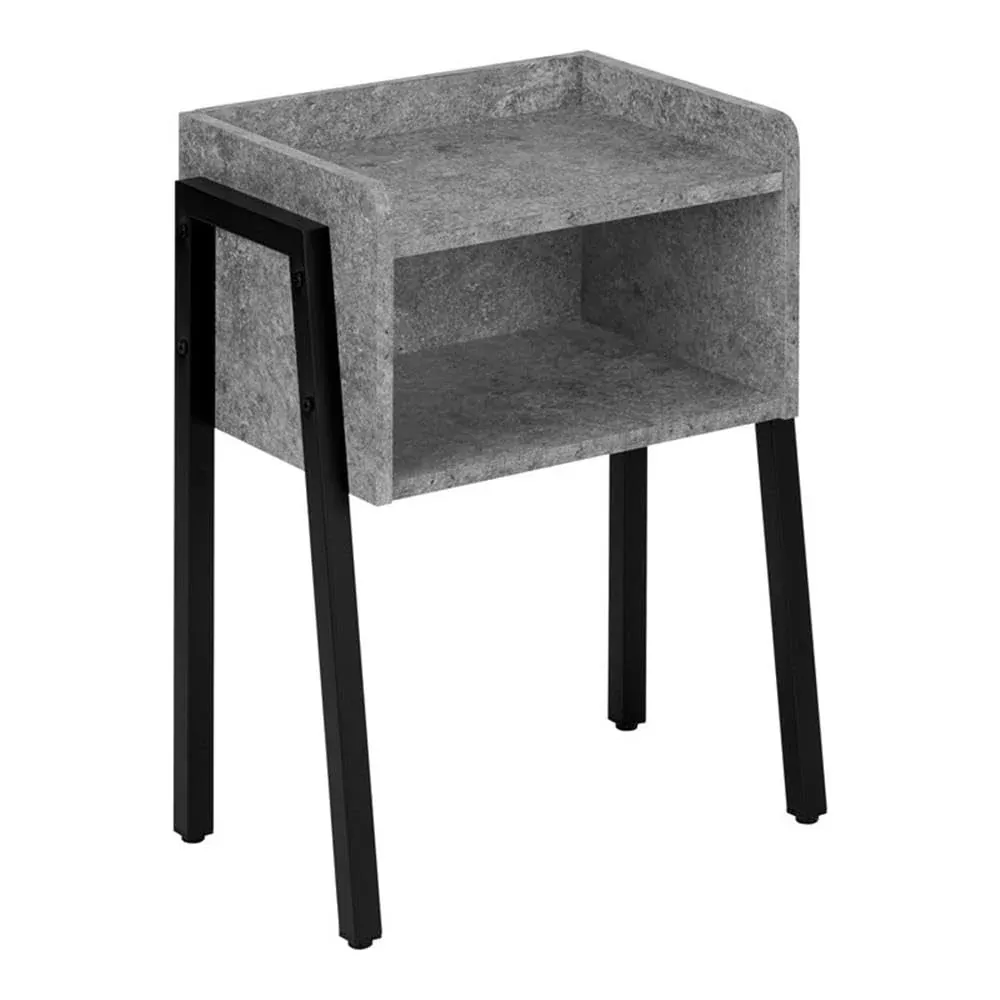 Monarch Specialties 3584 Accent Table, Side, End, Nightstand, Lamp, Living Room, Bedroom, Metal, Laminate, Black, Contemporary, Modern Table-23 H/Grey Stone-Look, 18.5" L x 11.75" W x 23.25" H