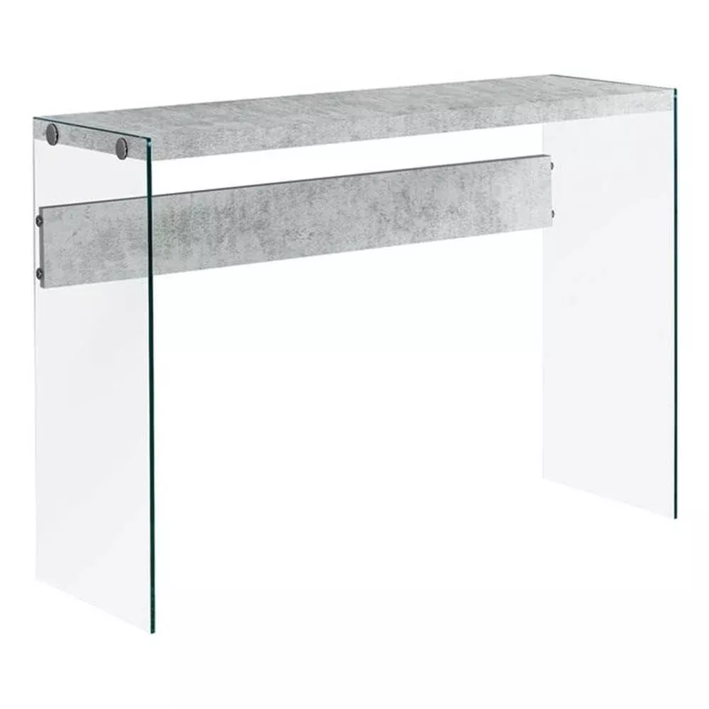 Monarch specialties , Console Sofa Table, Tempered Glass, Grey Cement, 44"L