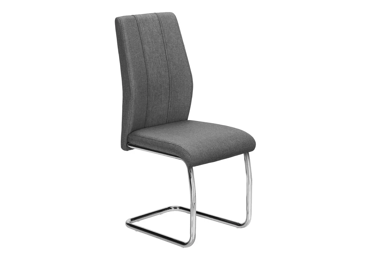 Monarch Specialties I 1061 Dining Chair, Set of 2, Side, Upholstered, Kitchen, Dining Room, 39" Height, Grey Fabric