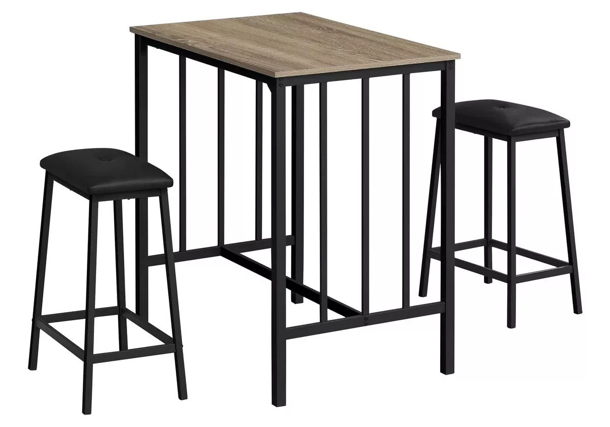 Monarch Specialties I 1143 Dining Set, 3pcs Set, Counter Height, 36" Rectangular, Small, Kitchen