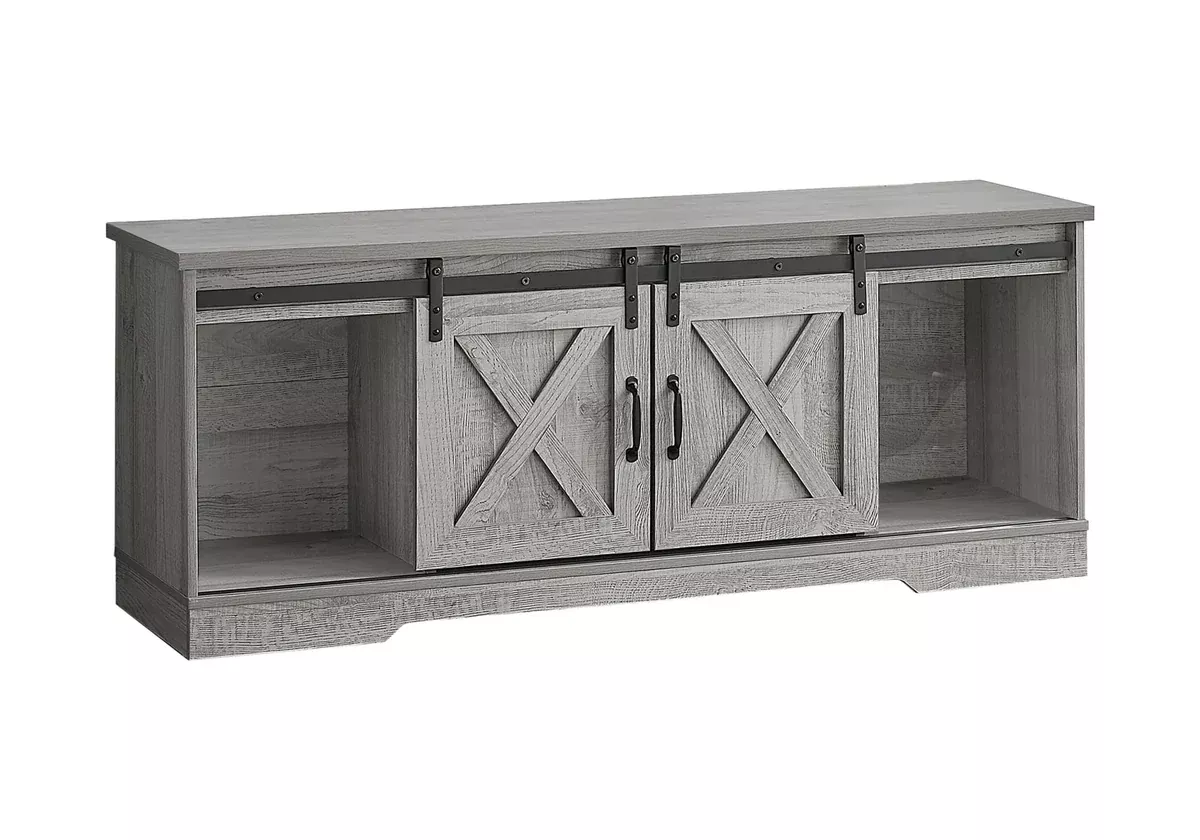 Monarch Specialties I 2747 Tv Stand, 60 Inch, Console, Media Entertainment Center, Storage Cabinet, Living Room, Bedroom, Laminate, Grey, Transitional