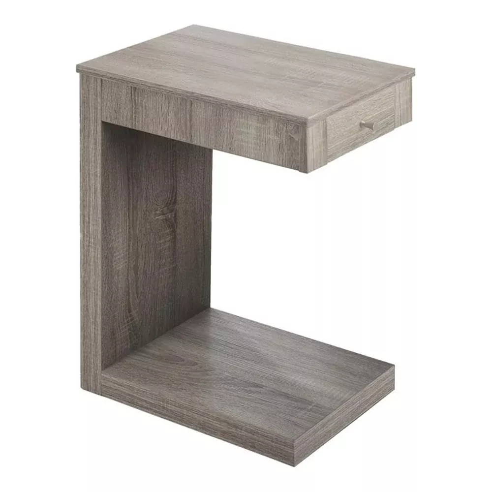 Monarch Specialties I 3191 Accent Table, C-Shaped, End, Side, Snack, Storage Drawer, Living Room, Bedroom, Laminate, Brown, Contemporary, Modern