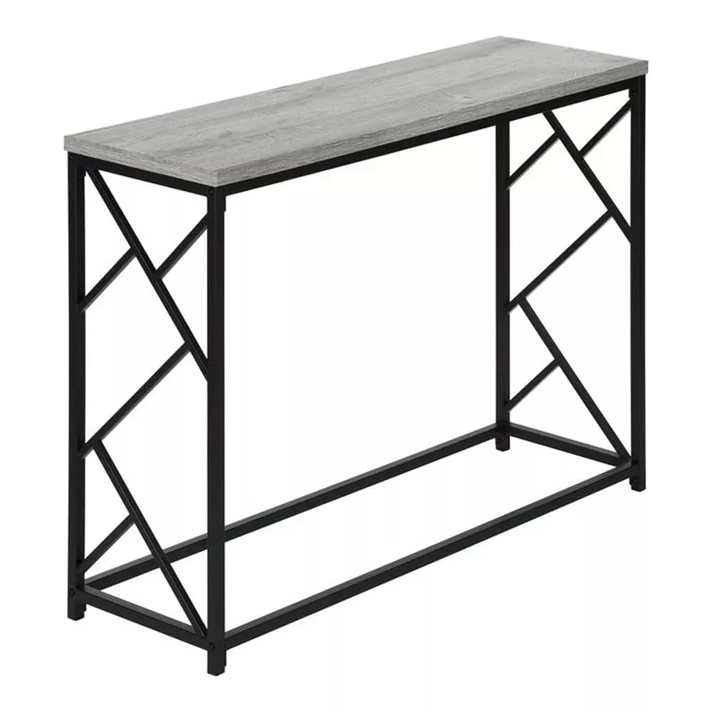 Monarch Specialties I 3532 Accent Table, Console, Entryway, Narrow, Sofa, Living Room, Bedroom, Metal, Laminate, Grey, Black, Contemporary, Modern
