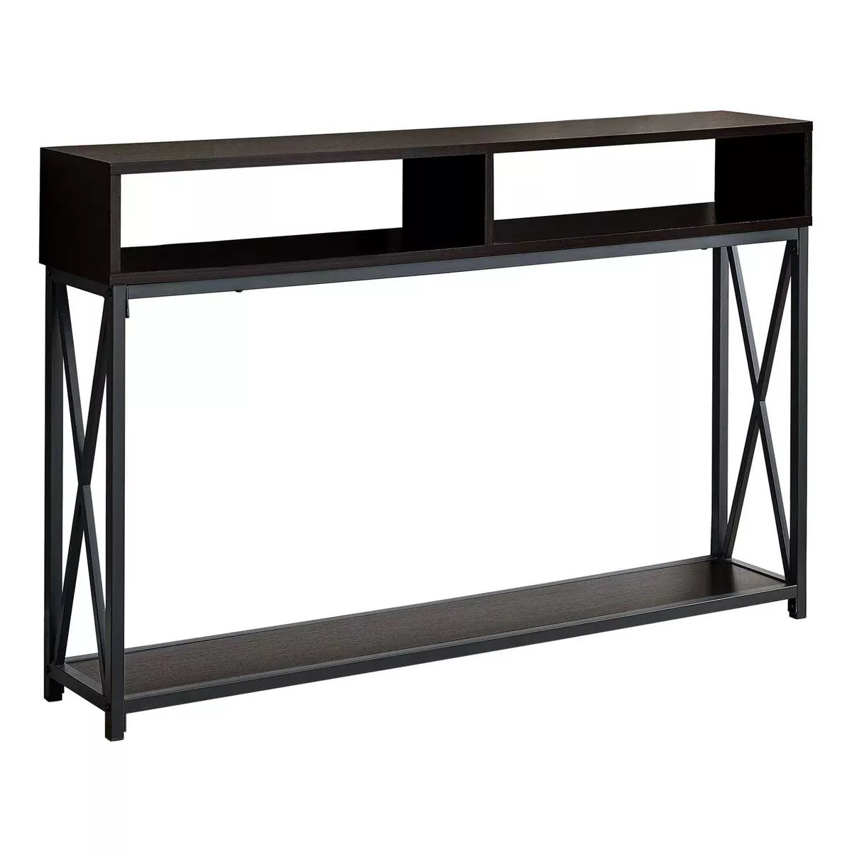 Monarch Specialties I 3574 Accent Table, Console, Entryway, Narrow, Sofa, Living Room, Bedroom, Metal, Laminate, Brown, Black, Contemporary, Modern