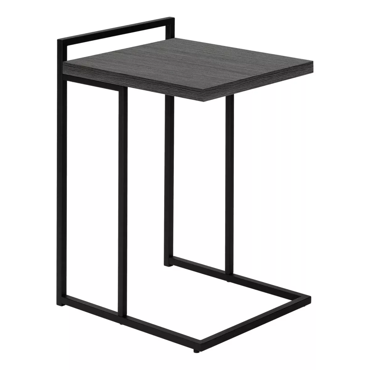 Monarch Specialties I 3634 Accent Table, C-Shaped, End, Side, Snack, Living Room, Bedroom, Metal, Laminate, Grey, Black, Contemporary, Modern