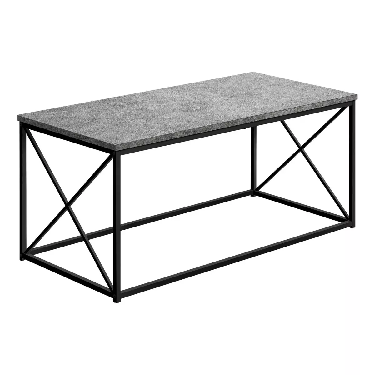 Monarch Specialties I 3785 Coffee Table, Accent, Cocktail, Rectangular, Living Room, 40" L, Metal, Laminate, Grey, Black, Contemporary, Modern