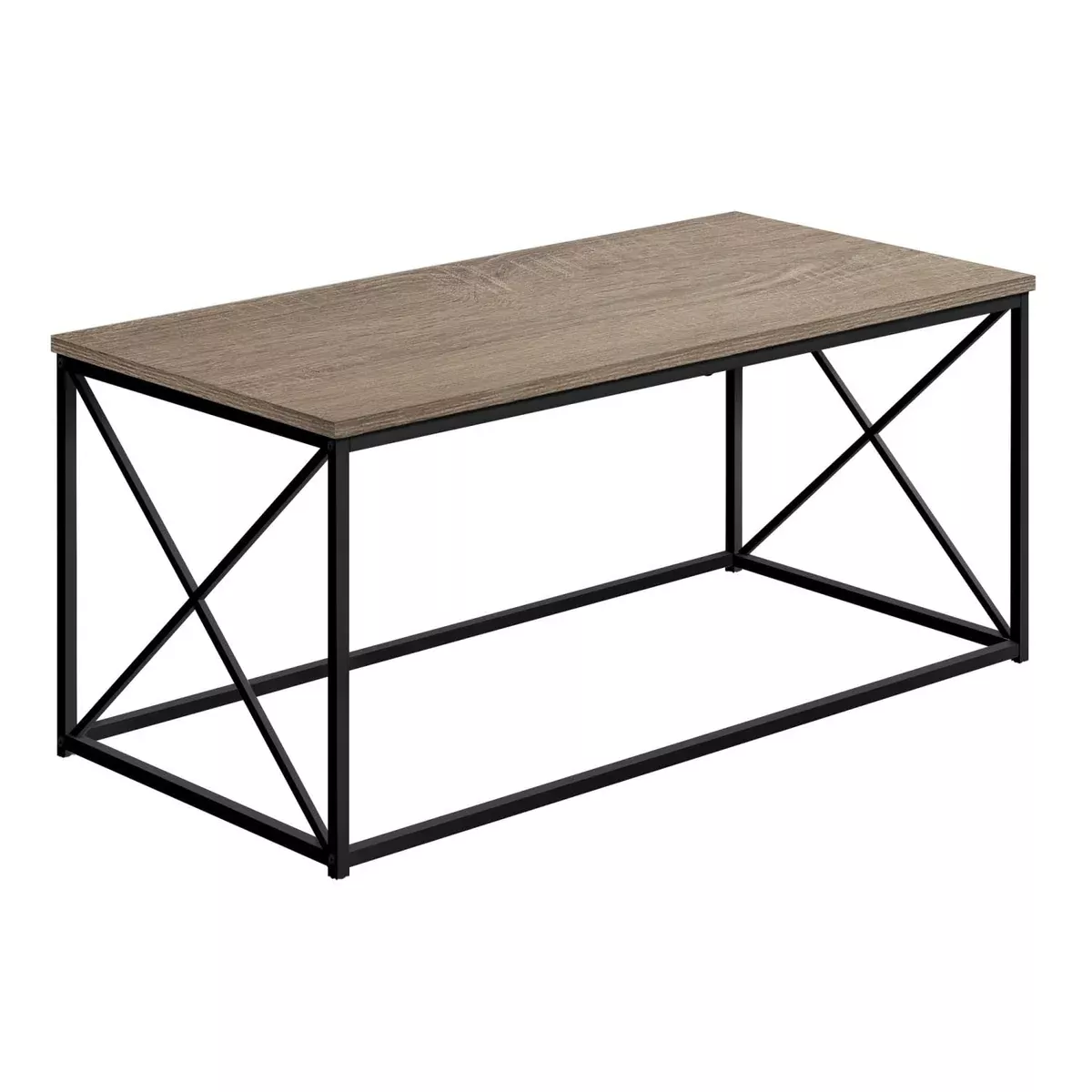 Monarch Specialties I 3786 Coffee Table, Accent, Cocktail, Rectangular, Living Room, 40" L, Metal, Laminate, Brown, Black, Contemporary, Modern