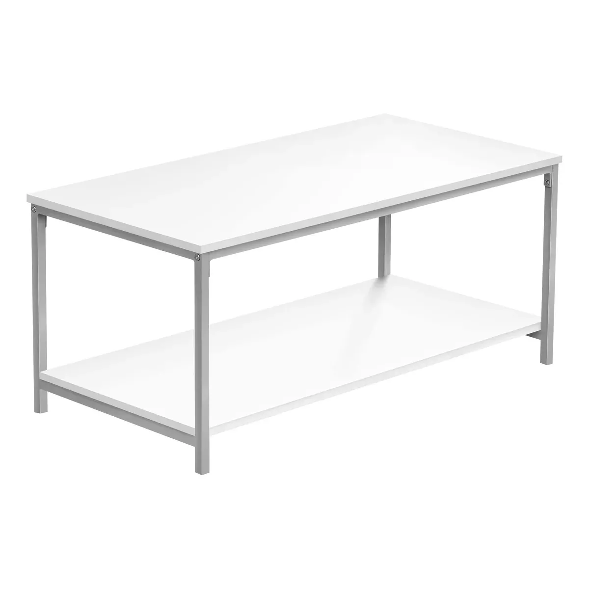 Monarch Specialties I 3800 Coffee Table, Accent, Cocktail, Rectangular, Living Room, 40" L, Metal, Laminate, White, Grey, Contemporary, Modern