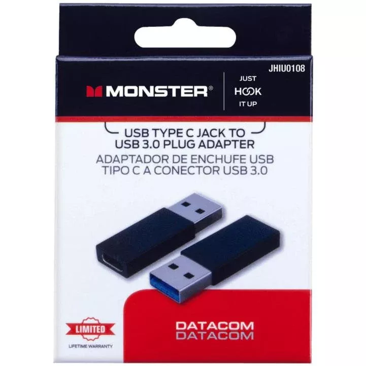 Monster Female USB-C to Male USB-A 3.0 Plug Adapter