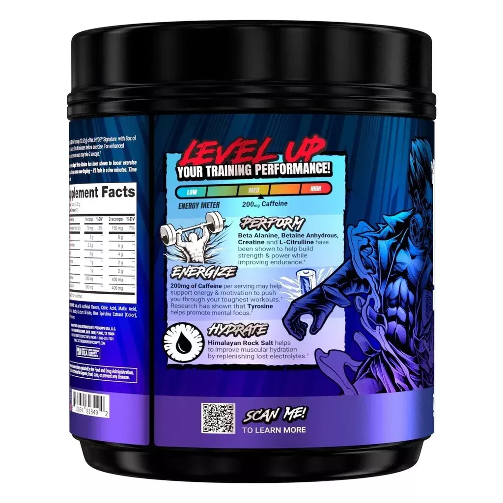 Mr. Hyde Signature Pre-Workout, Blue Razz, 72 Servings