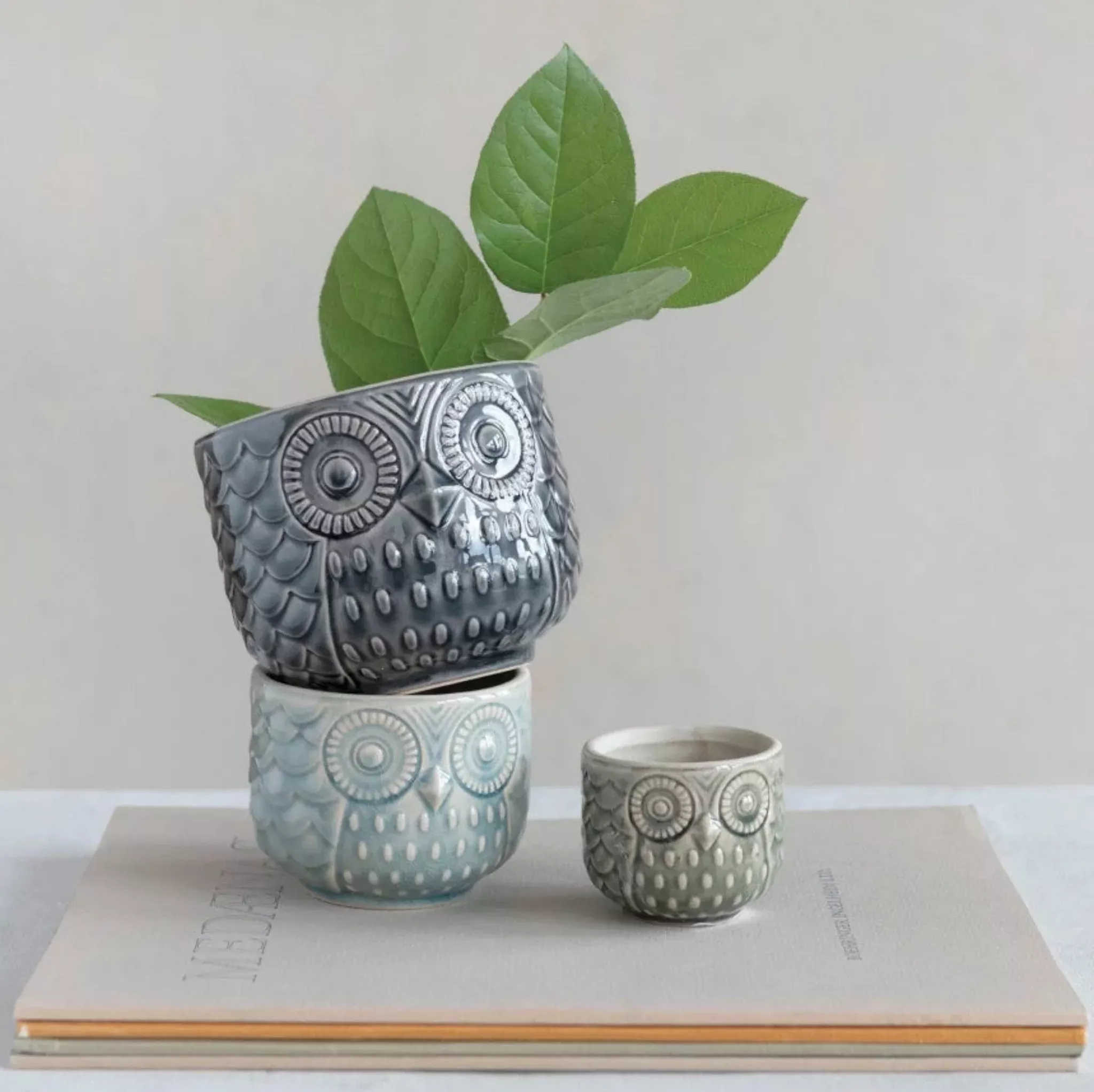Mr. Owl Stoneware Planter