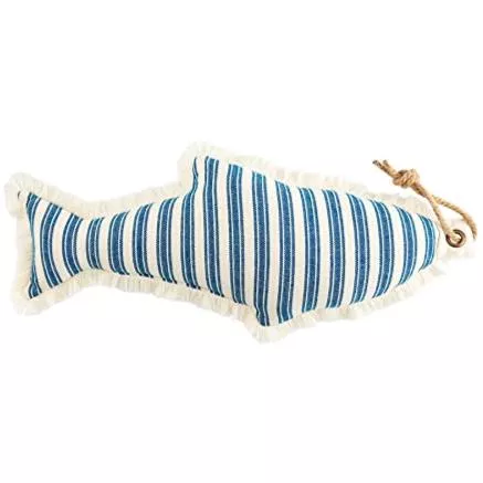 Mud Pie Blue Fish Shaped Lake Pillow - 24" x 10"