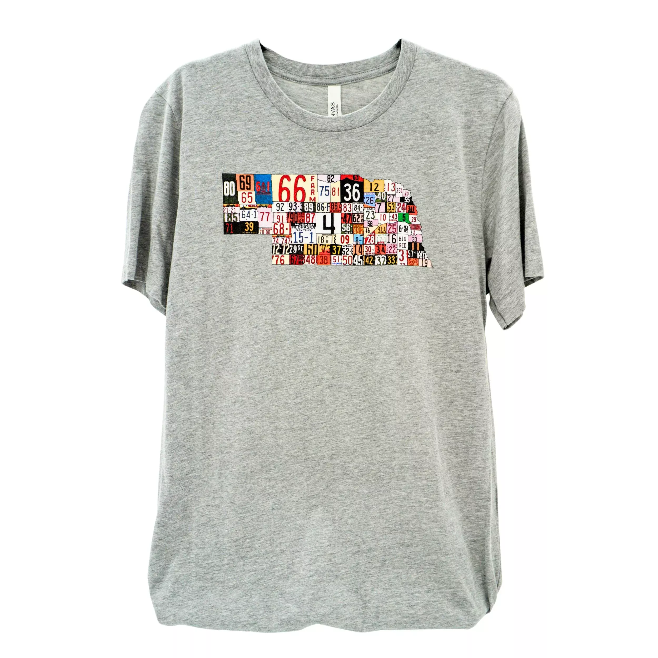 Nebraska License Plate Light Gray T-Shirt | Multiple Sizes