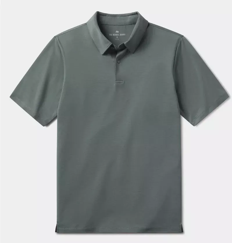 The Normal Brand LuxeJersey Button Down Polo – Breathable Performance Polo S1KLXCPL