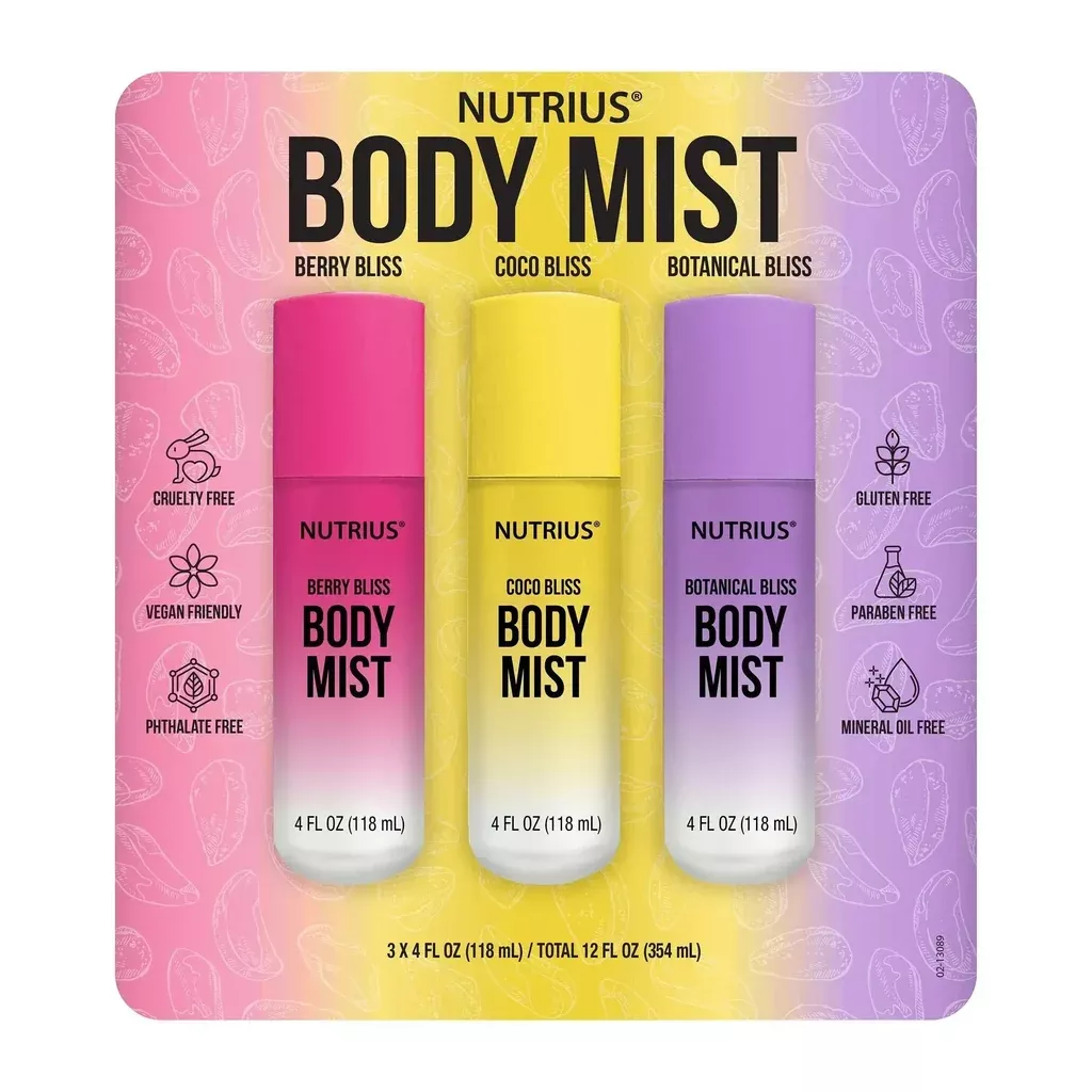 Nutrius Body Mist, 4 fl oz, 3-pack
